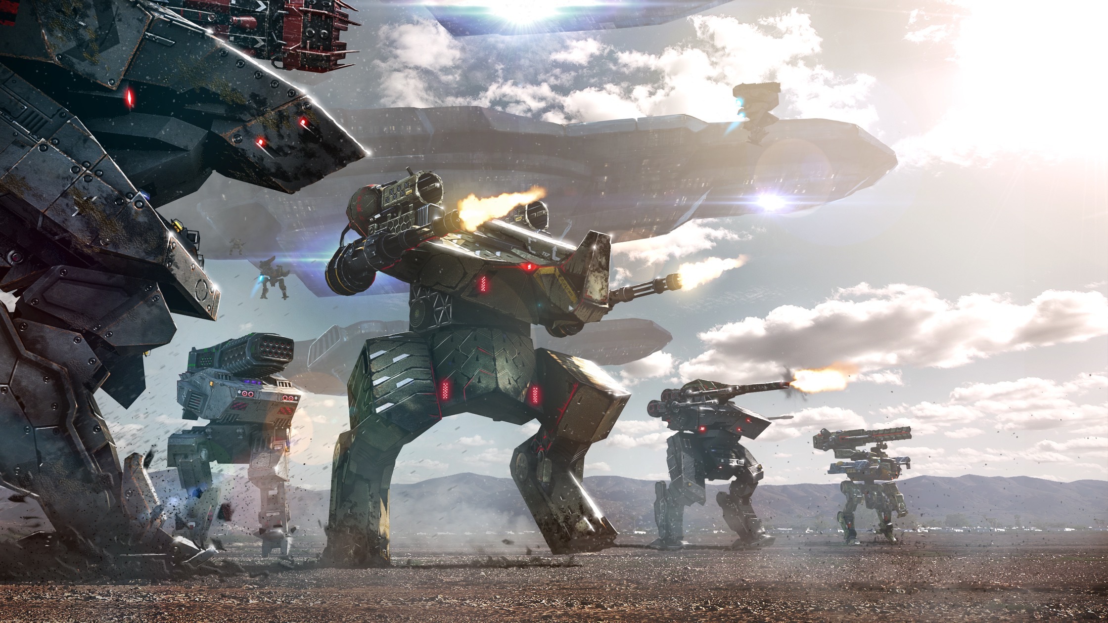 War Robots battle with mechs and spaceships HD Wallpaper