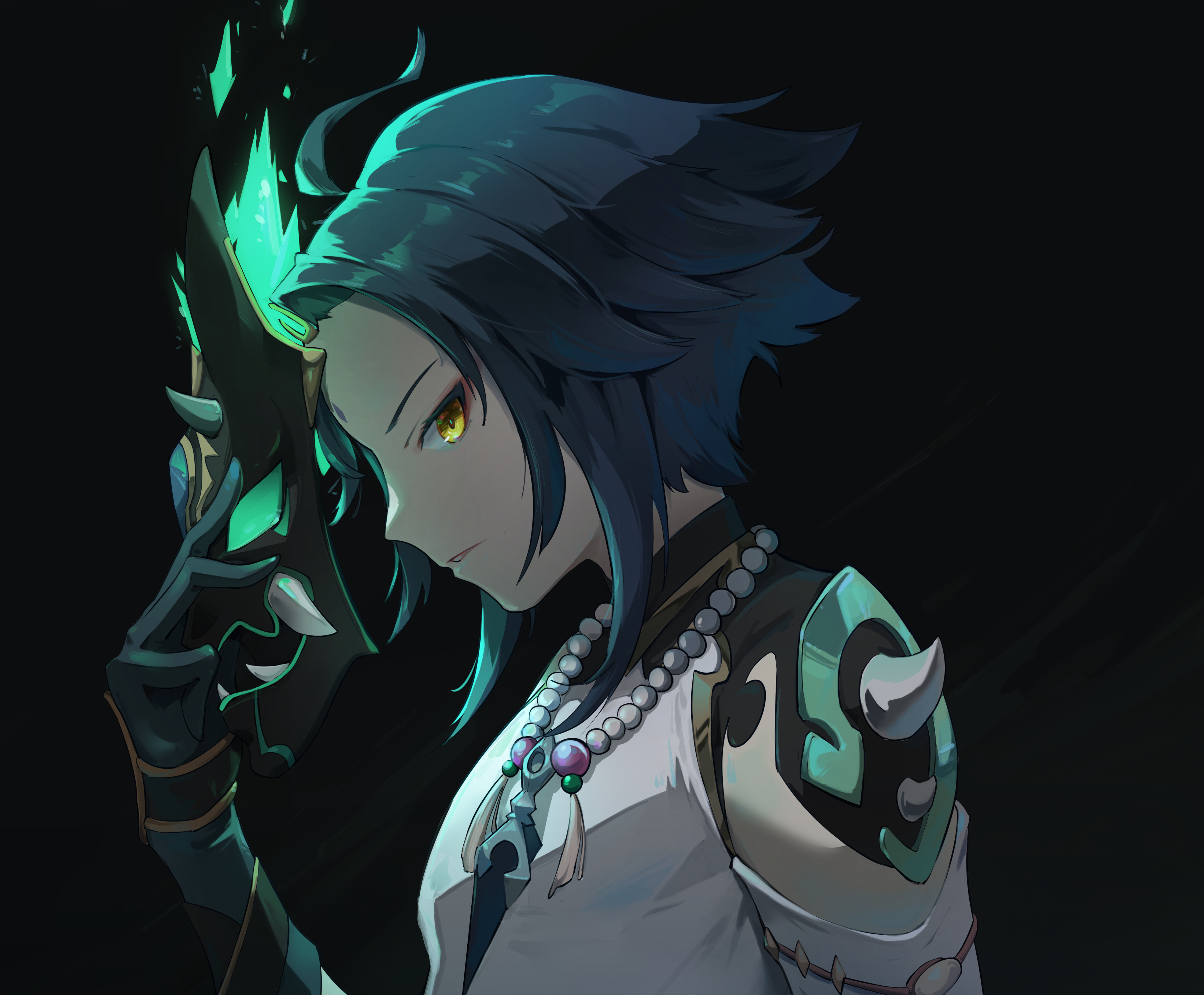 Xiao from Genshin Impact holding a mask HD Wallpaper