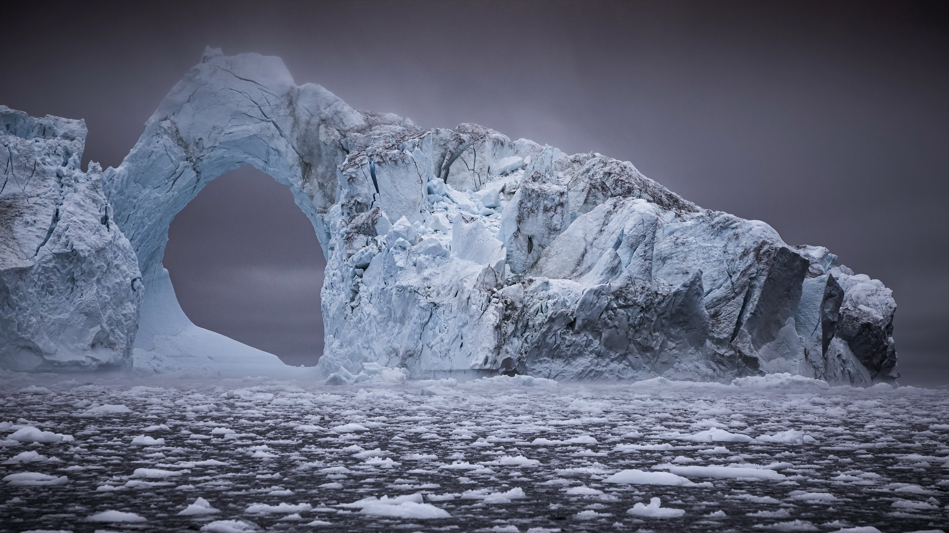 Large Iceberg Arch in the Ocean HD Wallpaper