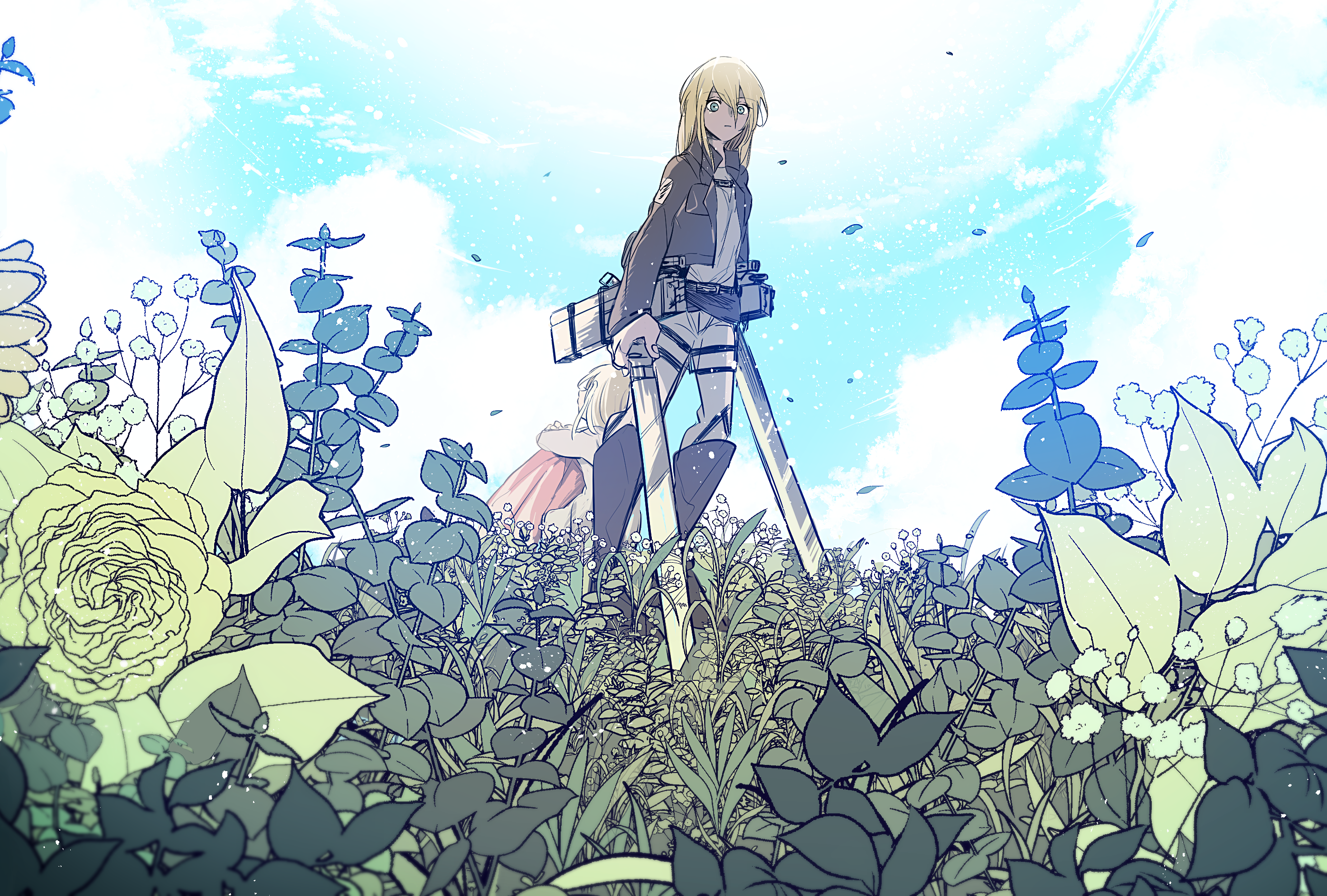 Historia Reiss from Attack on Titan in a field HD Wallpaper