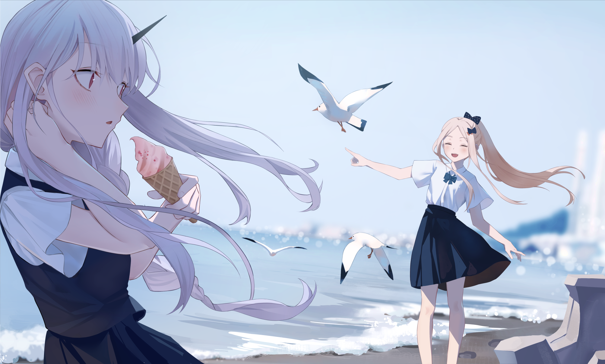 Lavinia Whateley and Abigail Williams from Fate/Grand Order at the beach HD Wallpaper