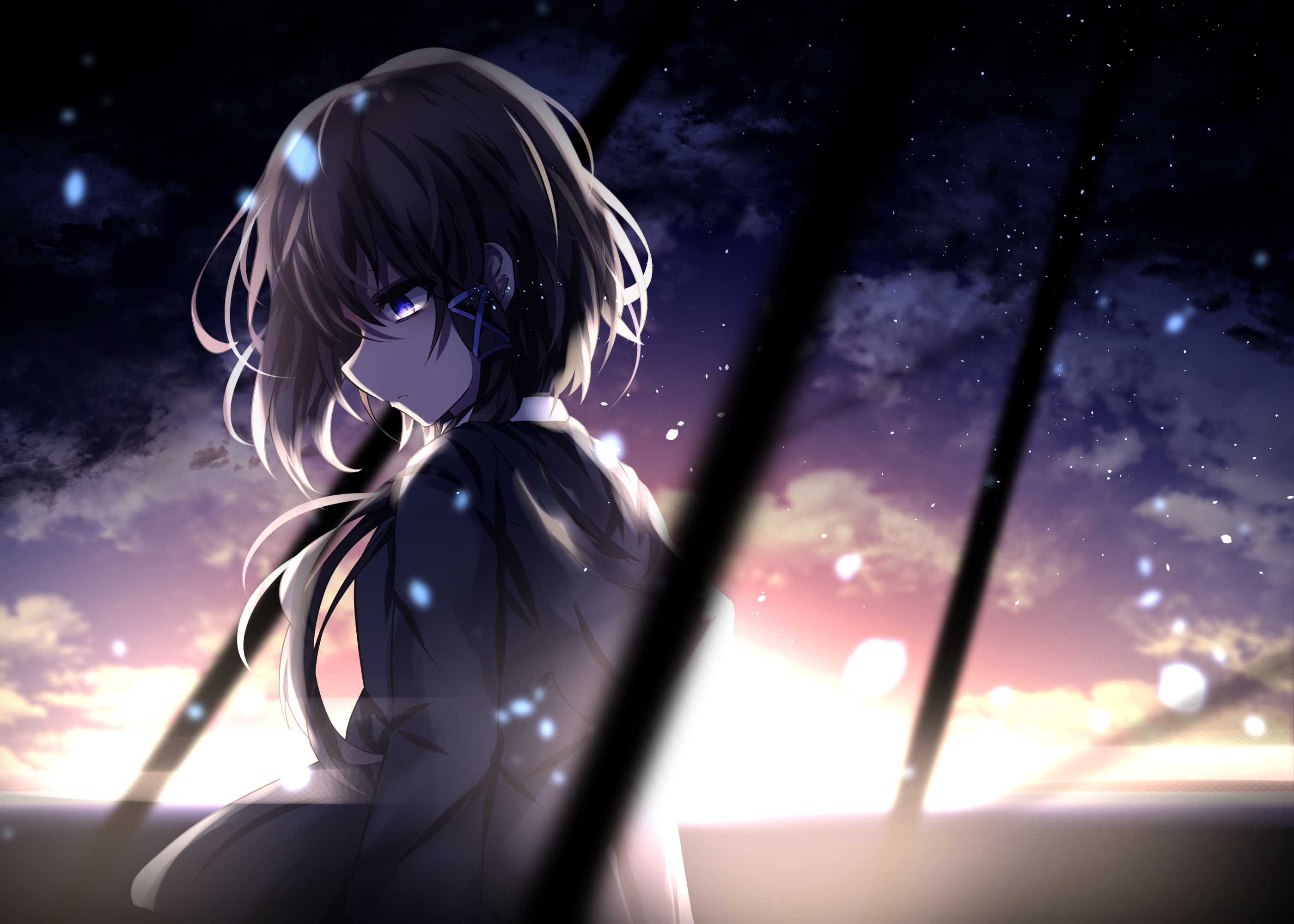 Girl with short brown hair looking away HD Wallpaper