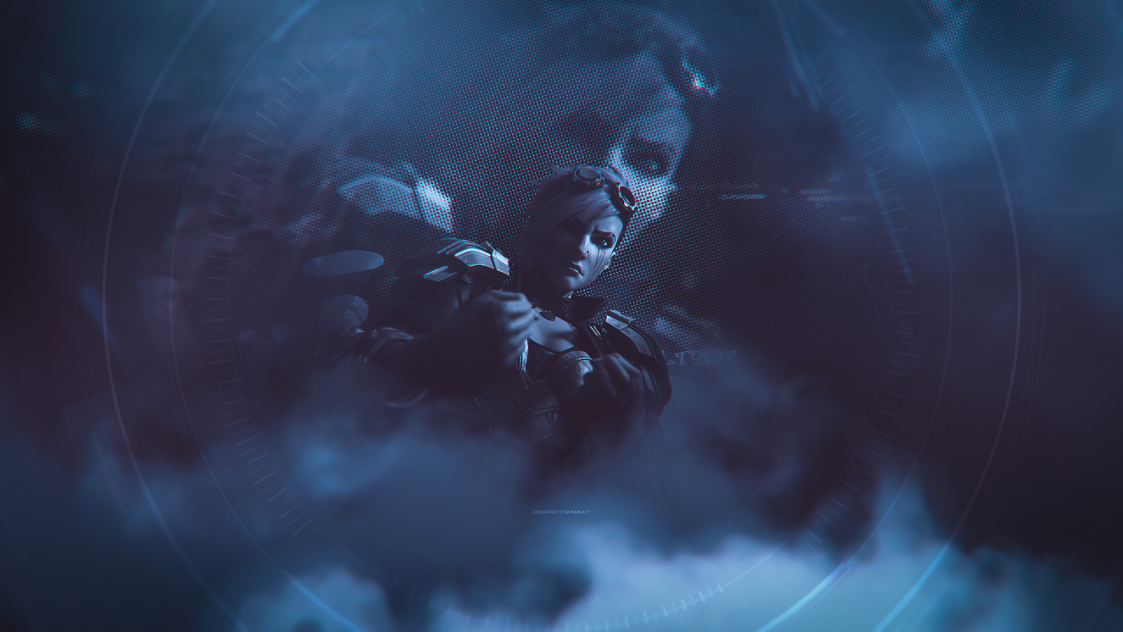 Vi from League of Legends in blue tones HD Wallpaper