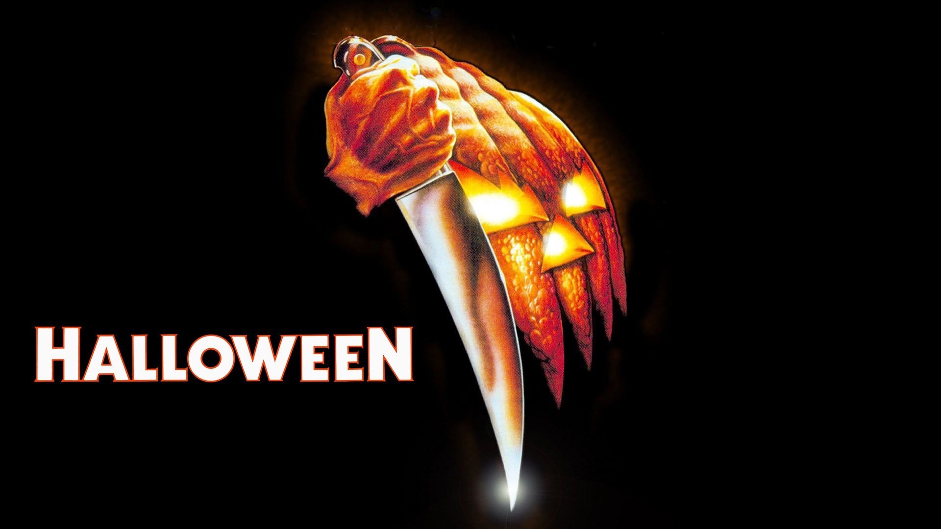 Halloween movie poster with knife and jack-o'-lantern HD Wallpaper