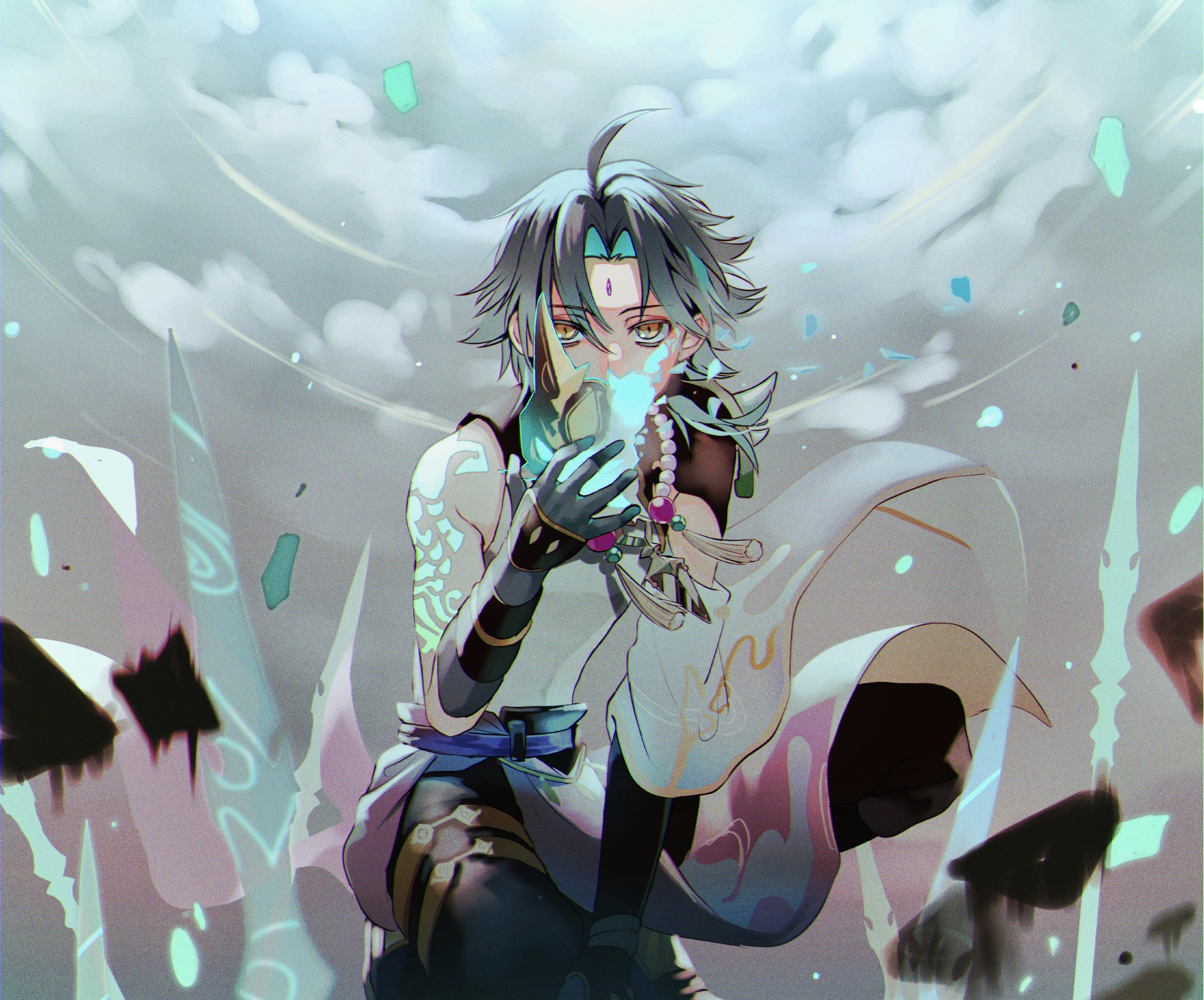 Xiao from Genshin Impact holding a mask HD Wallpaper