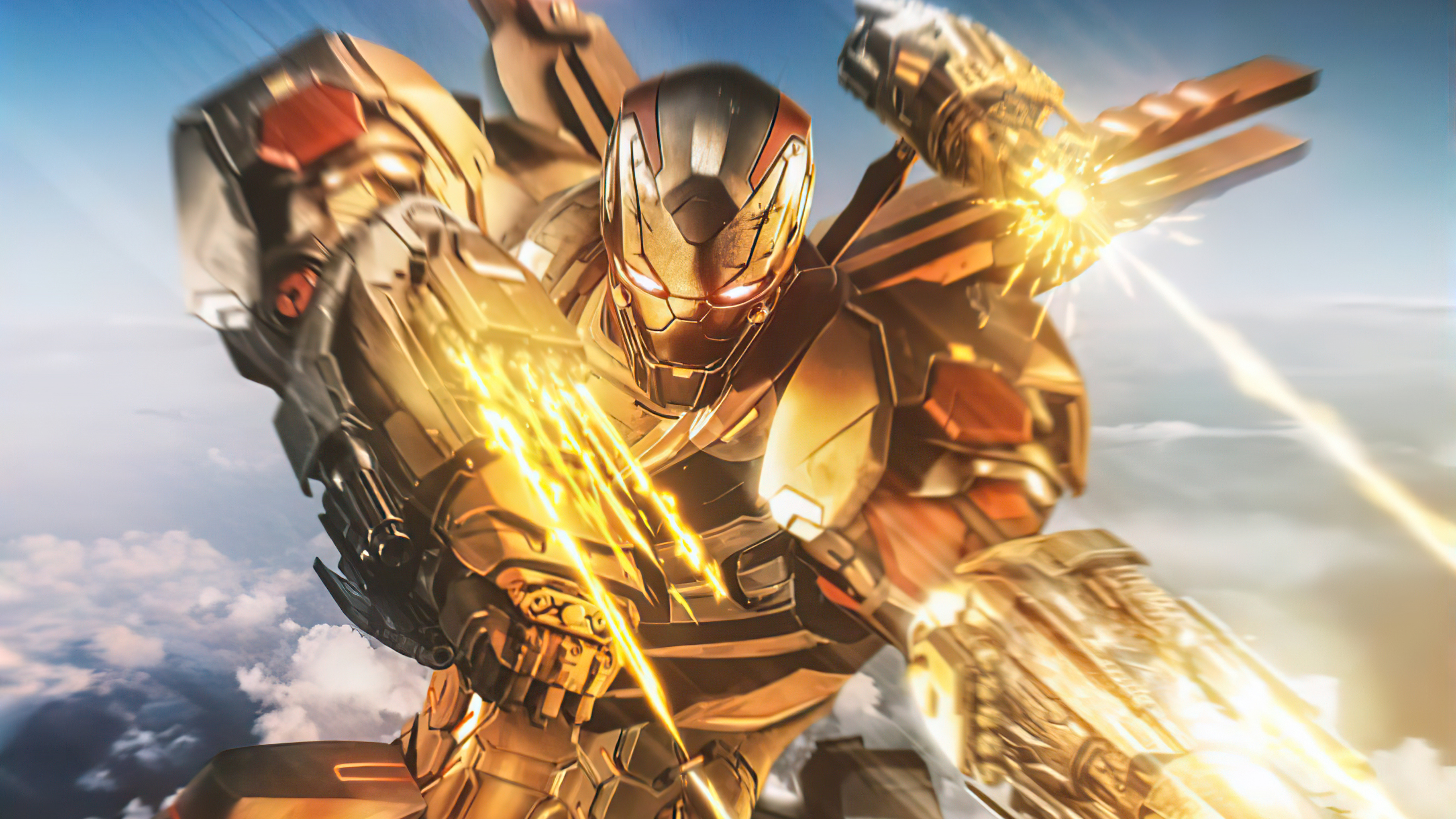 War Machine from Marvel Comics in flight HD Wallpaper