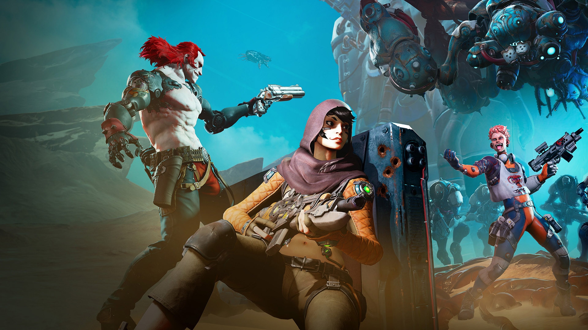 Spacelords characters in a desert landscape HD Wallpaper
