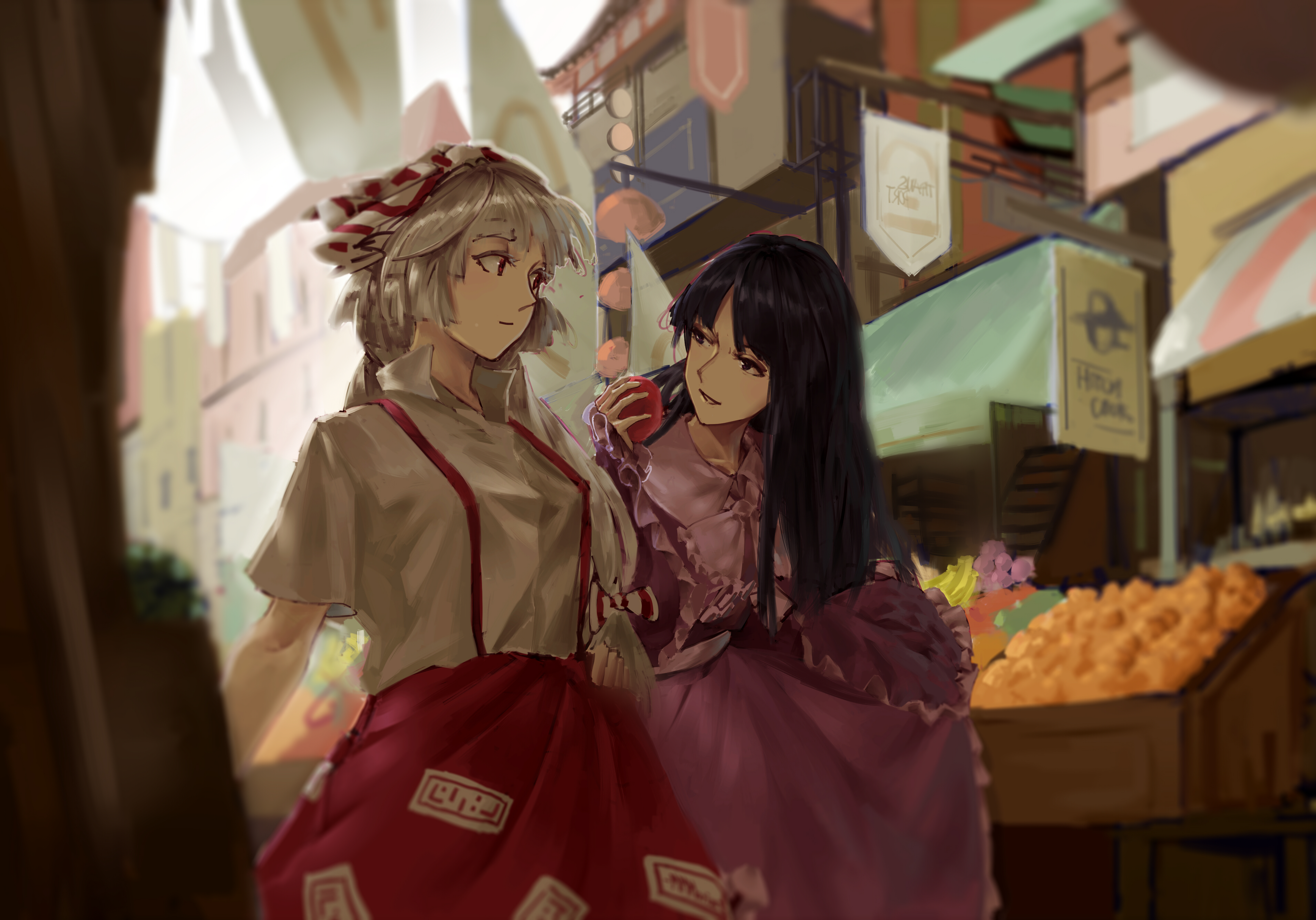 Kaguya Houraisan and Fujiwara no Mokou from Touhou HD Wallpaper