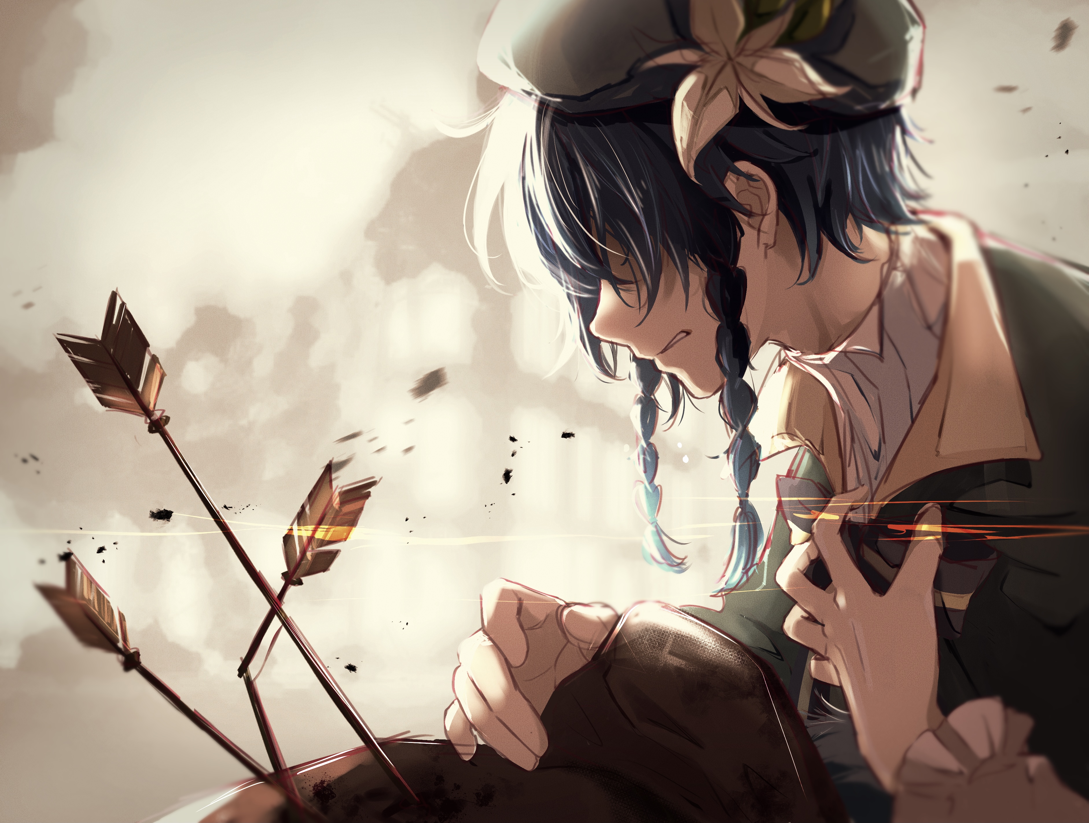 Venti from Genshin Impact with Arrows HD Wallpaper