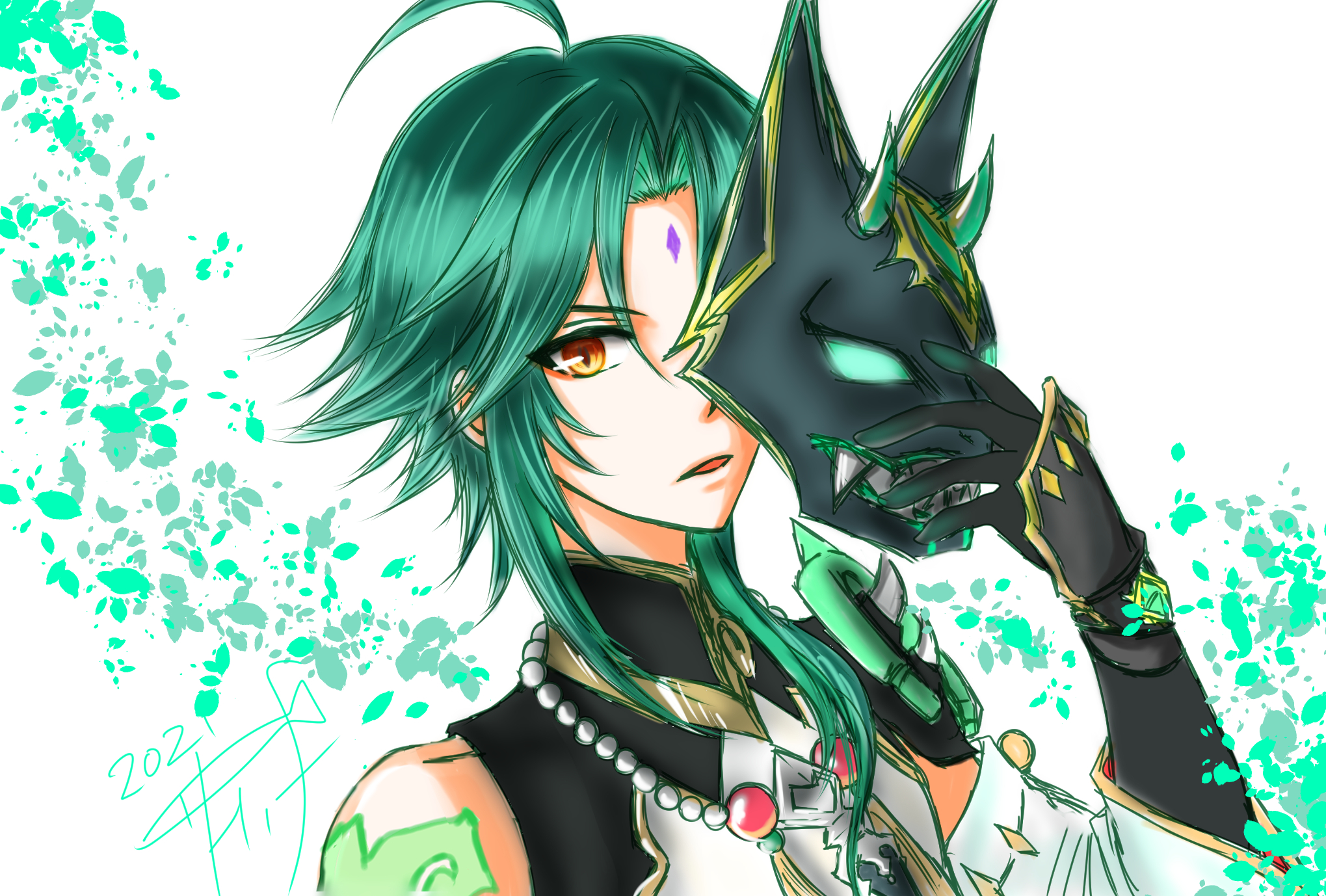 Xiao from Genshin Impact holding a mask HD Wallpaper