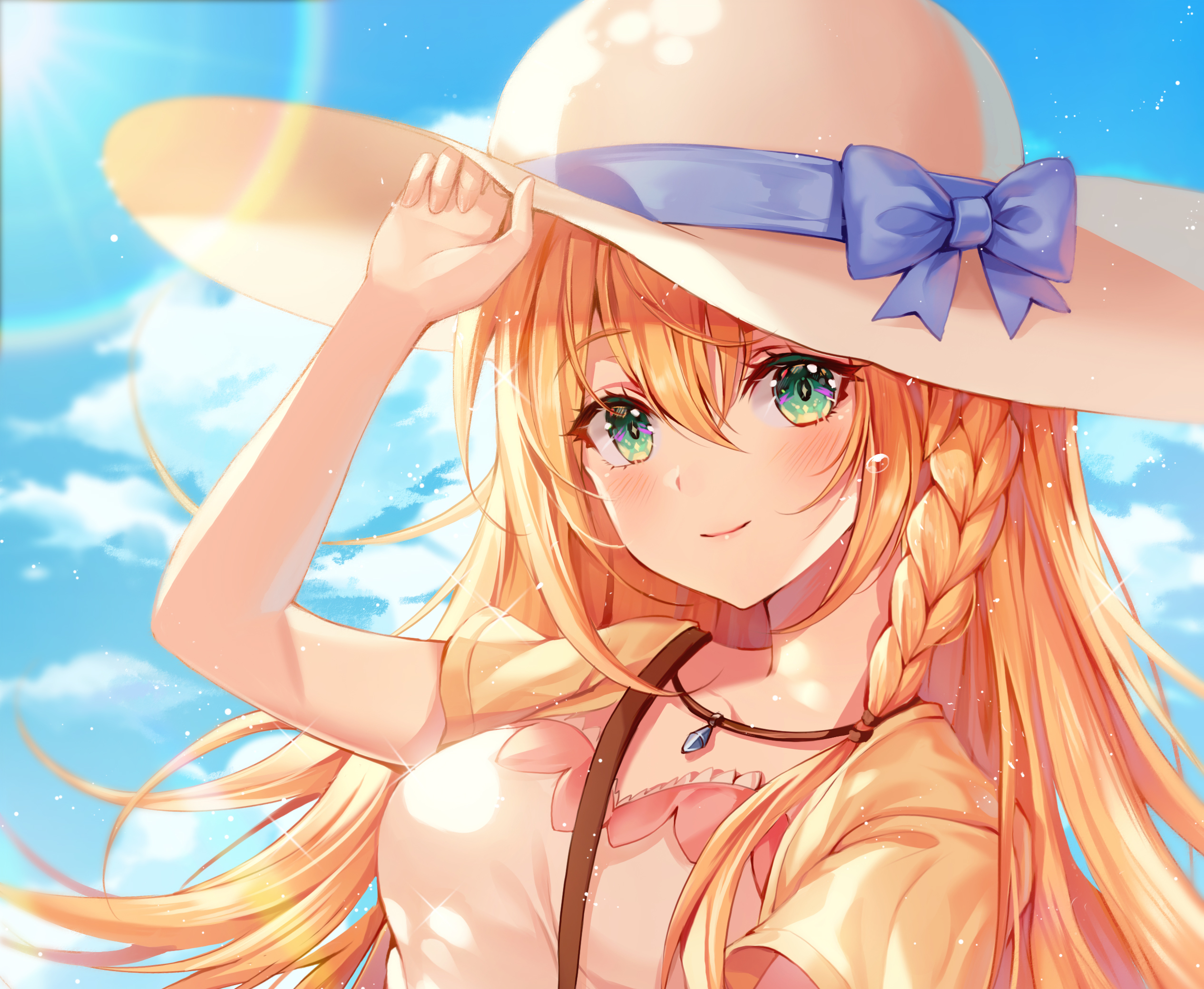 Pecorine from Princess Connect wearing a sun hat HD Wallpaper