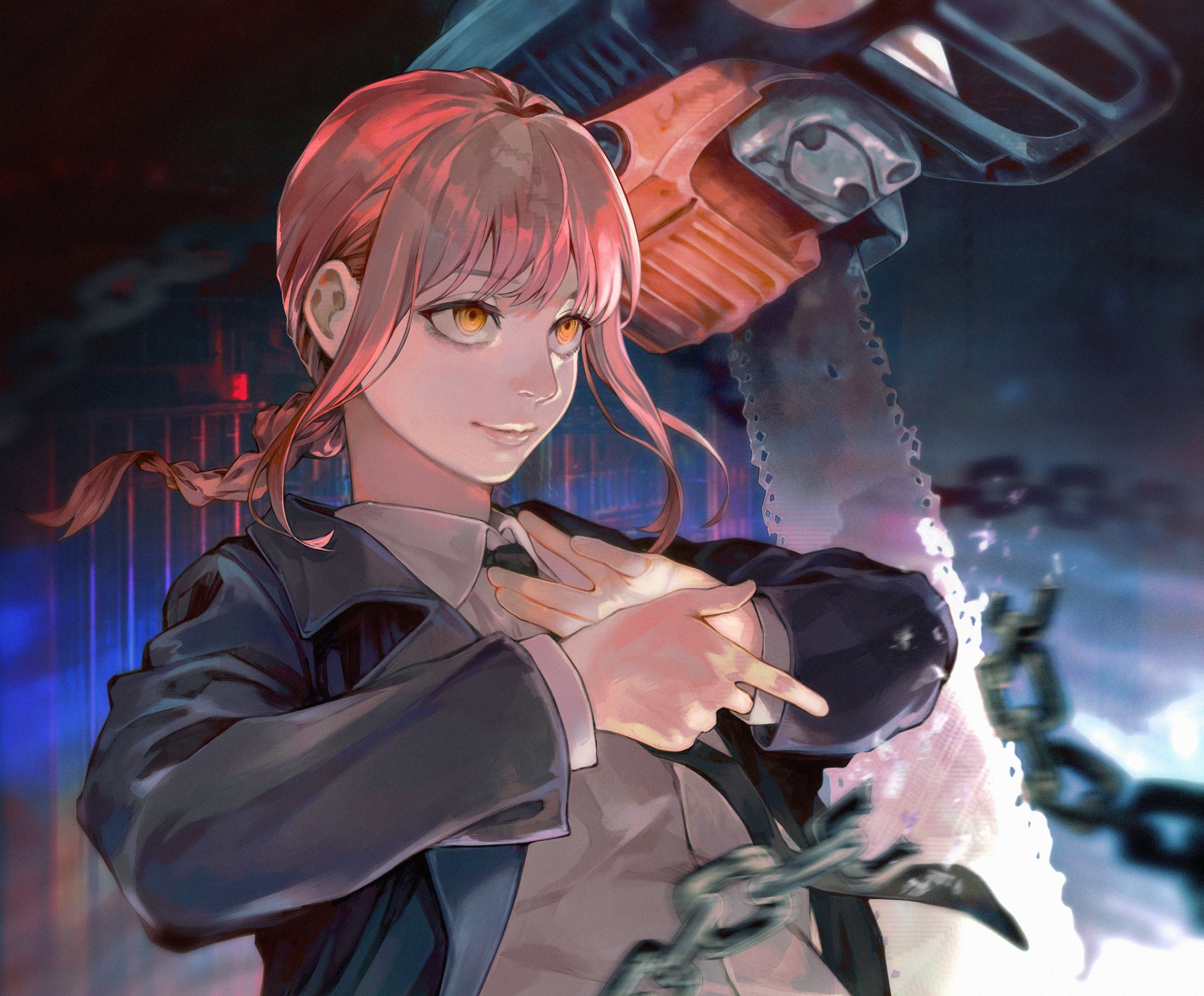 Makima from Chainsaw Man with Chainsaw HD Wallpaper