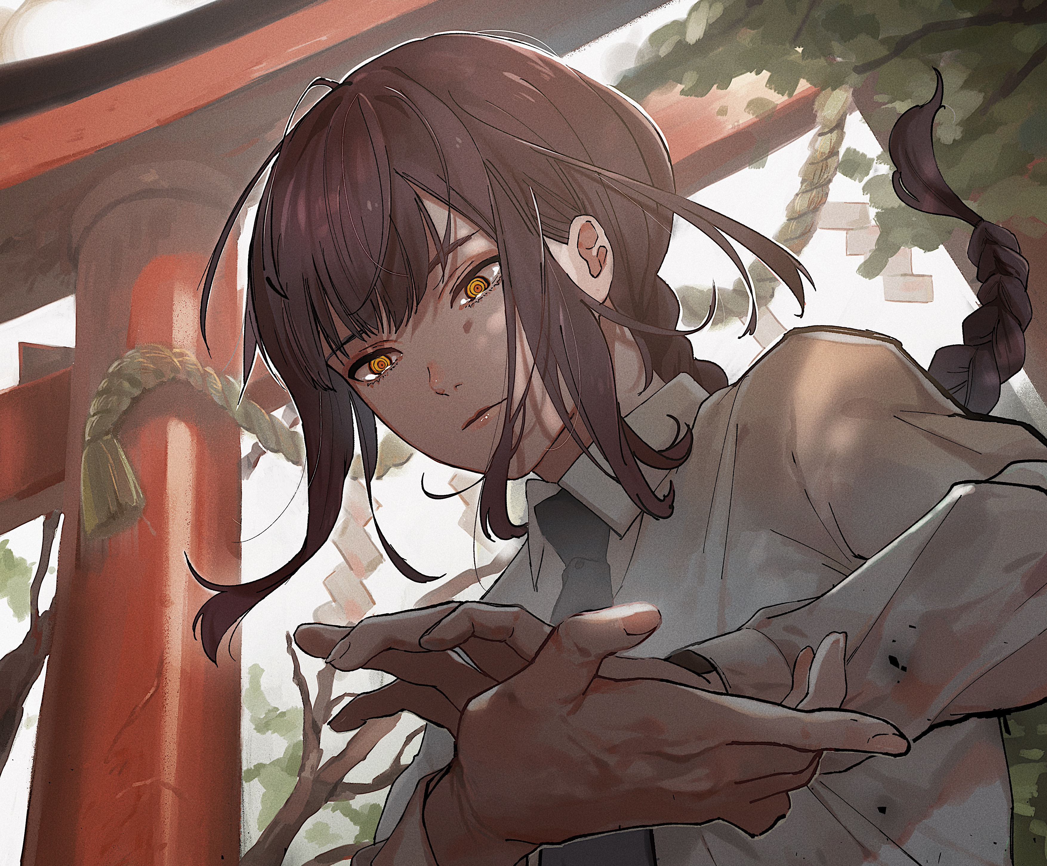 Makima from Chainsaw Man in Intense Gaze HD Wallpaper