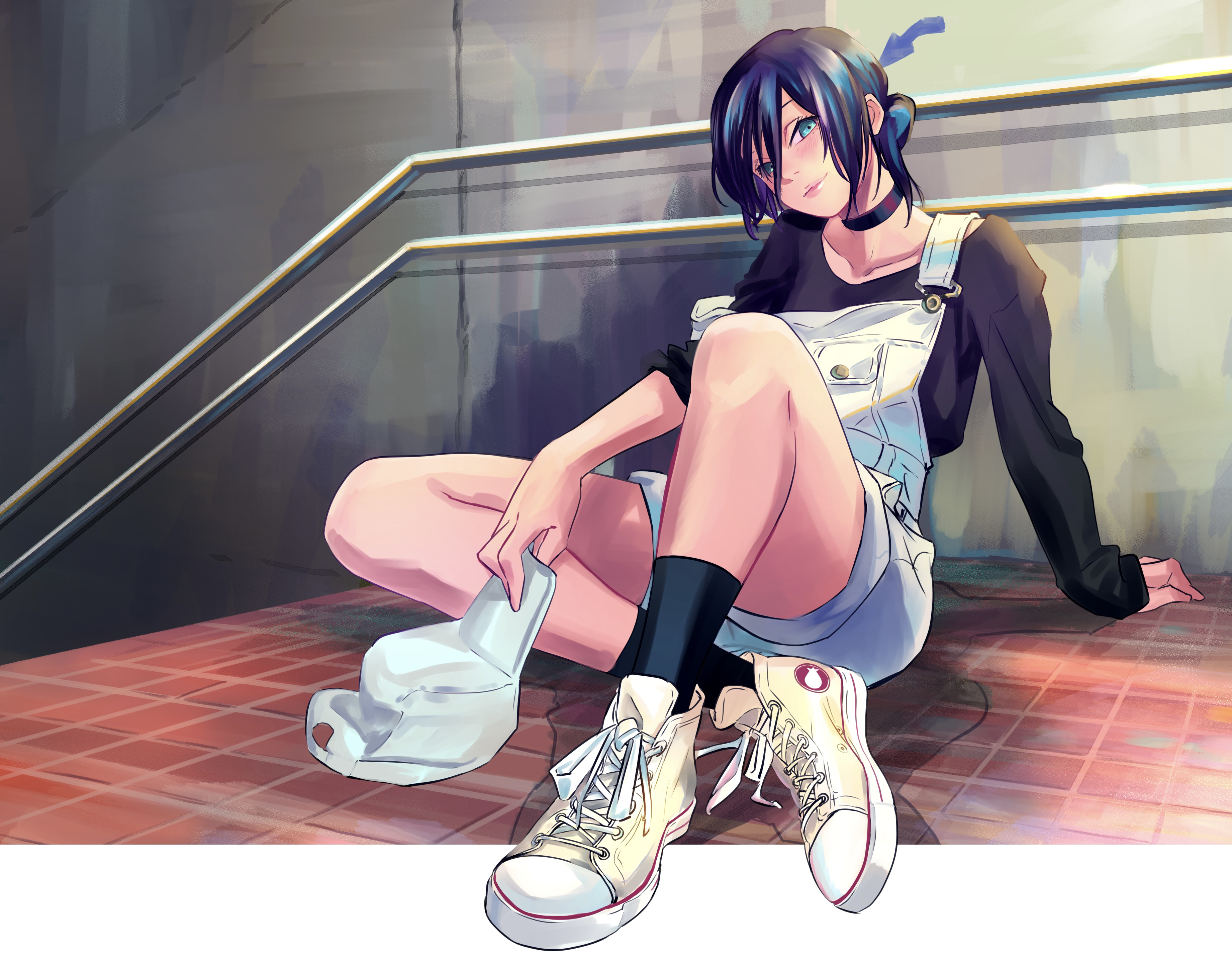Reze from Chainsaw Man sitting on stairs HD Wallpaper