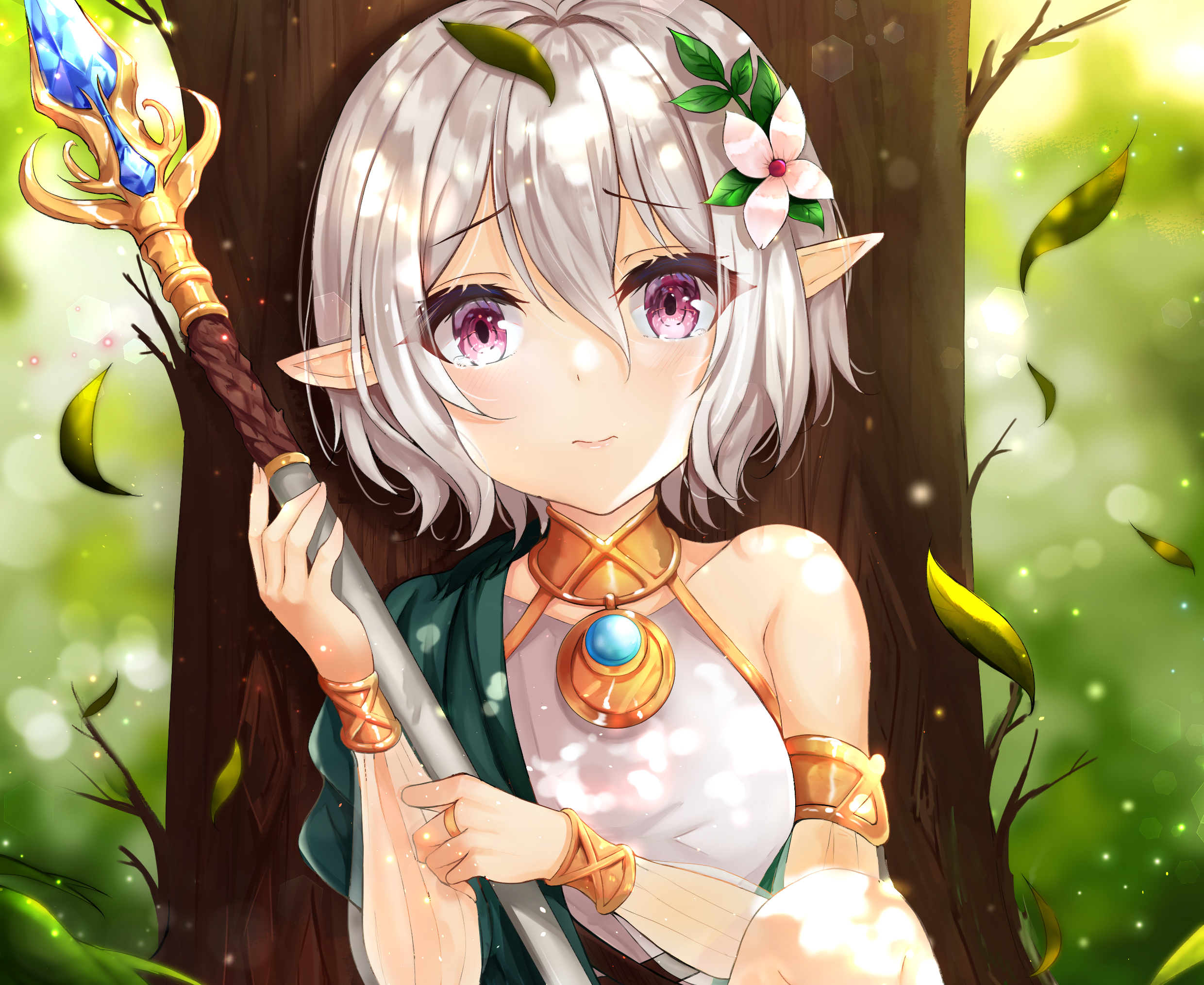 Kokoro from Princess Connect! Re:Dive holding a staff HD Wallpaper