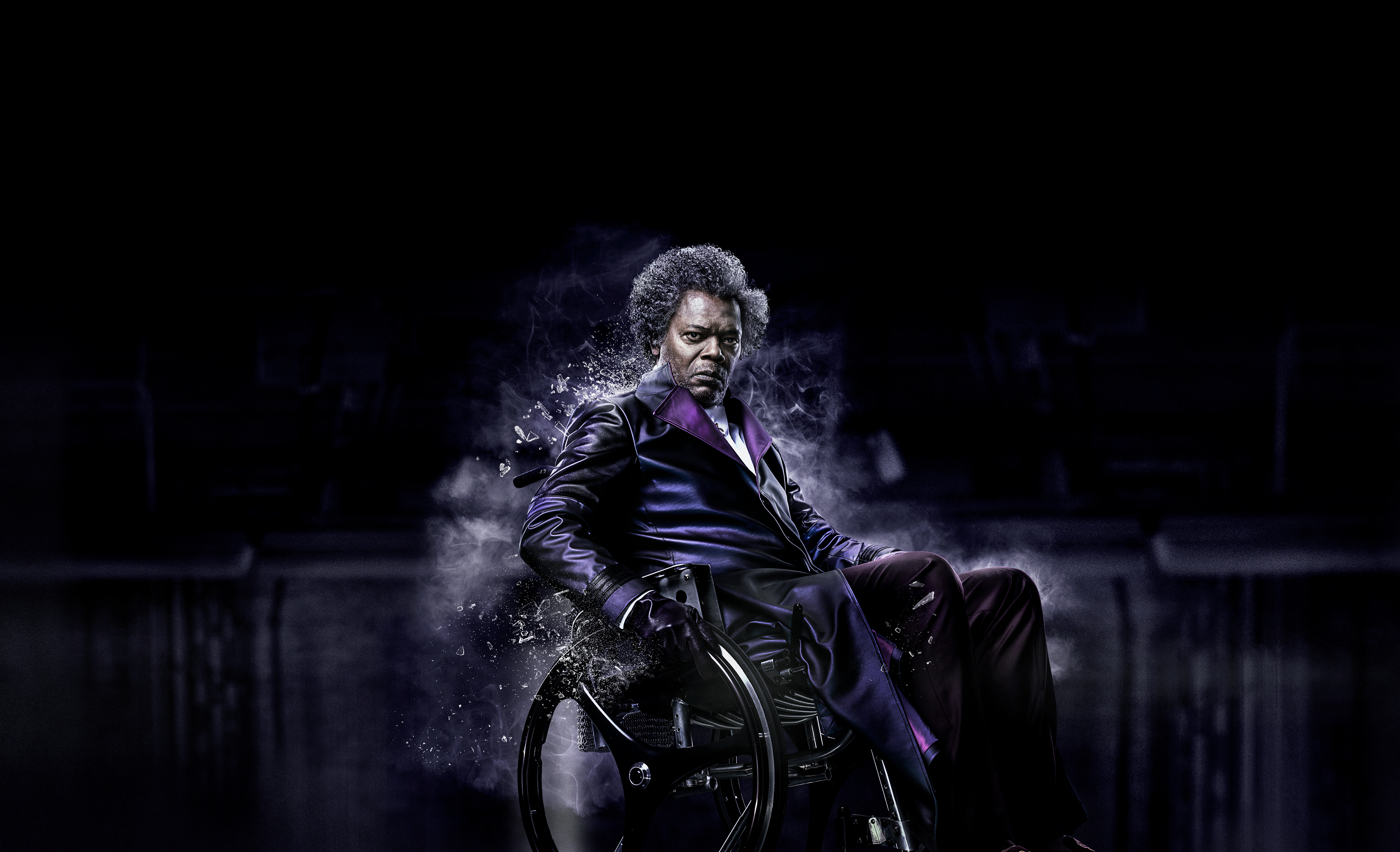 Samuel L. Jackson in a wheelchair HD Wallpaper