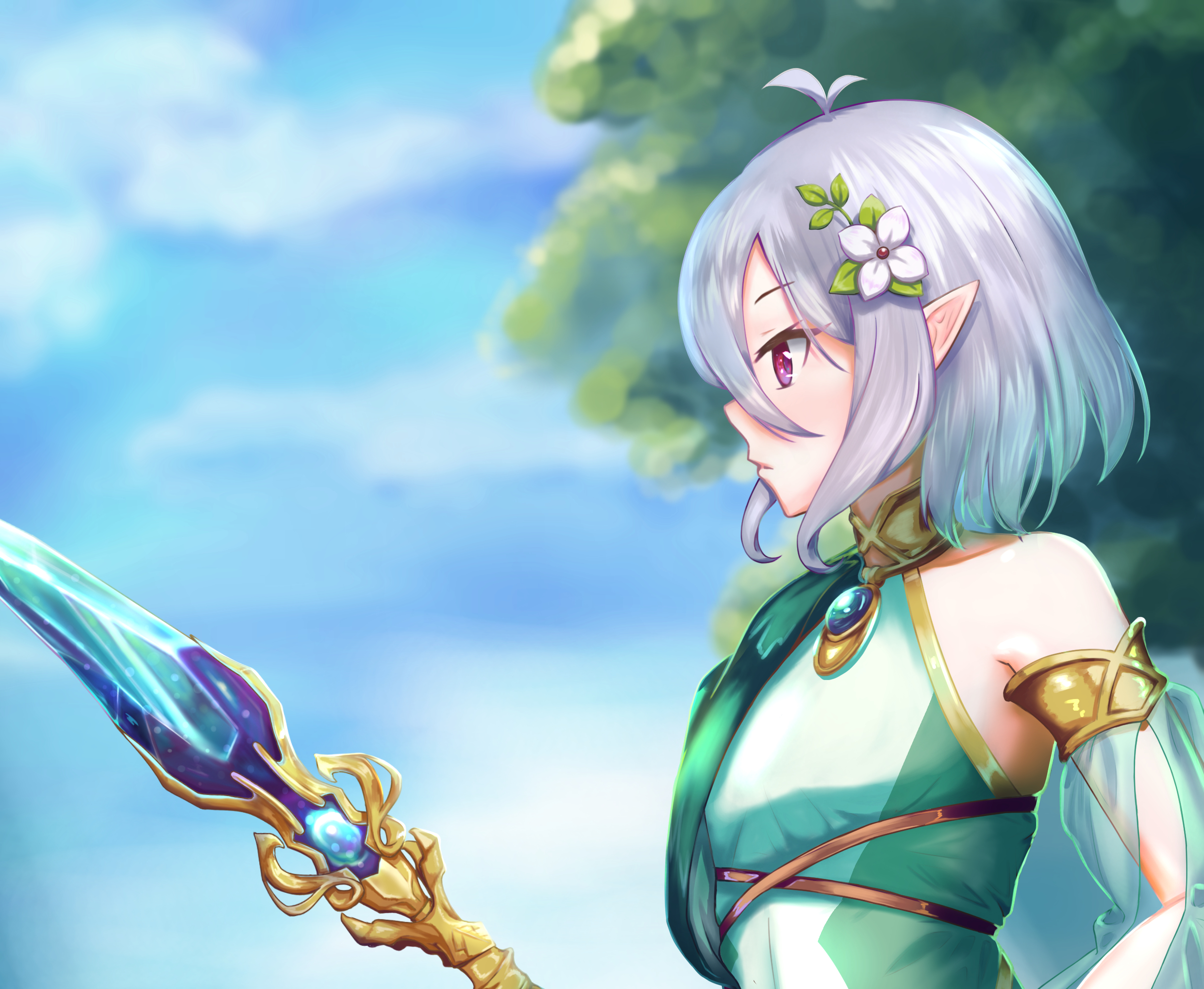 Kokoro from Princess Connect! Re:Dive holding a spear HD Wallpaper