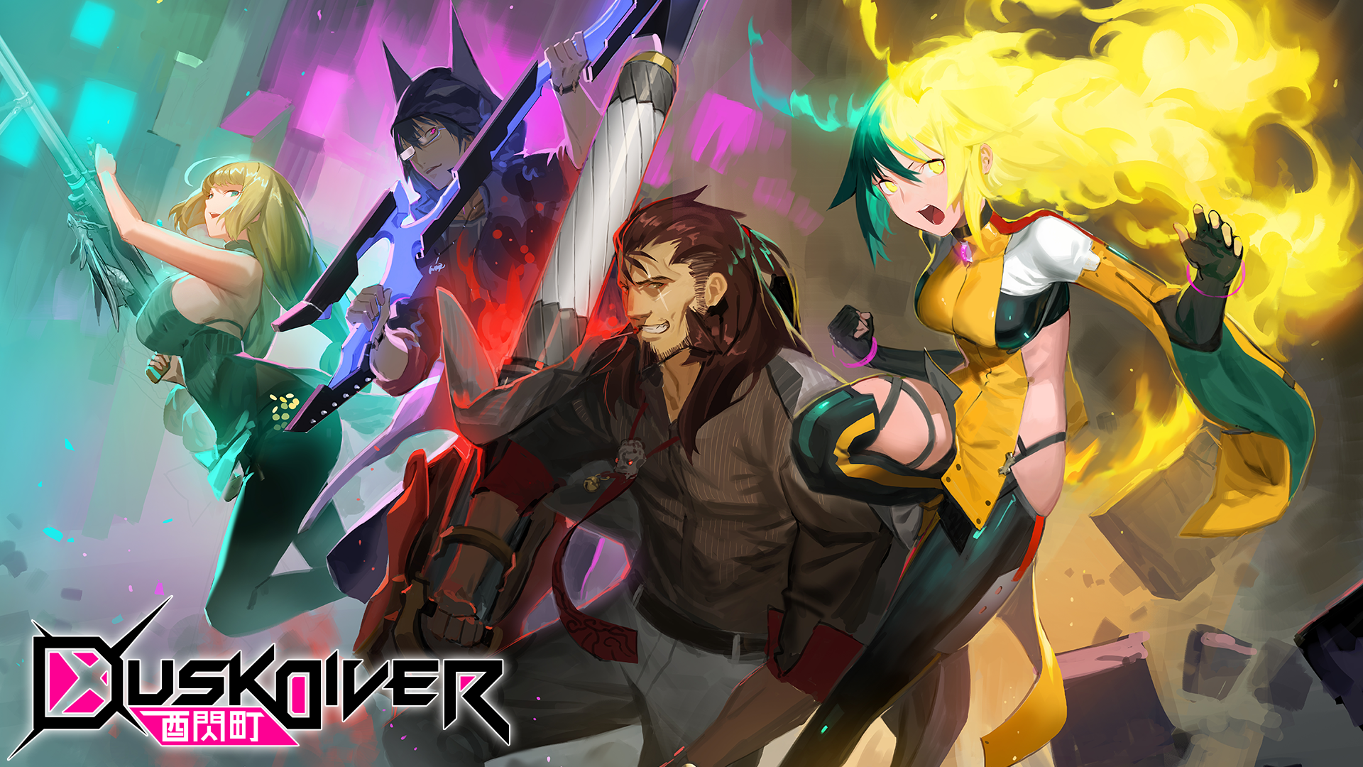 Dusk Diver characters with weapons HD Wallpaper