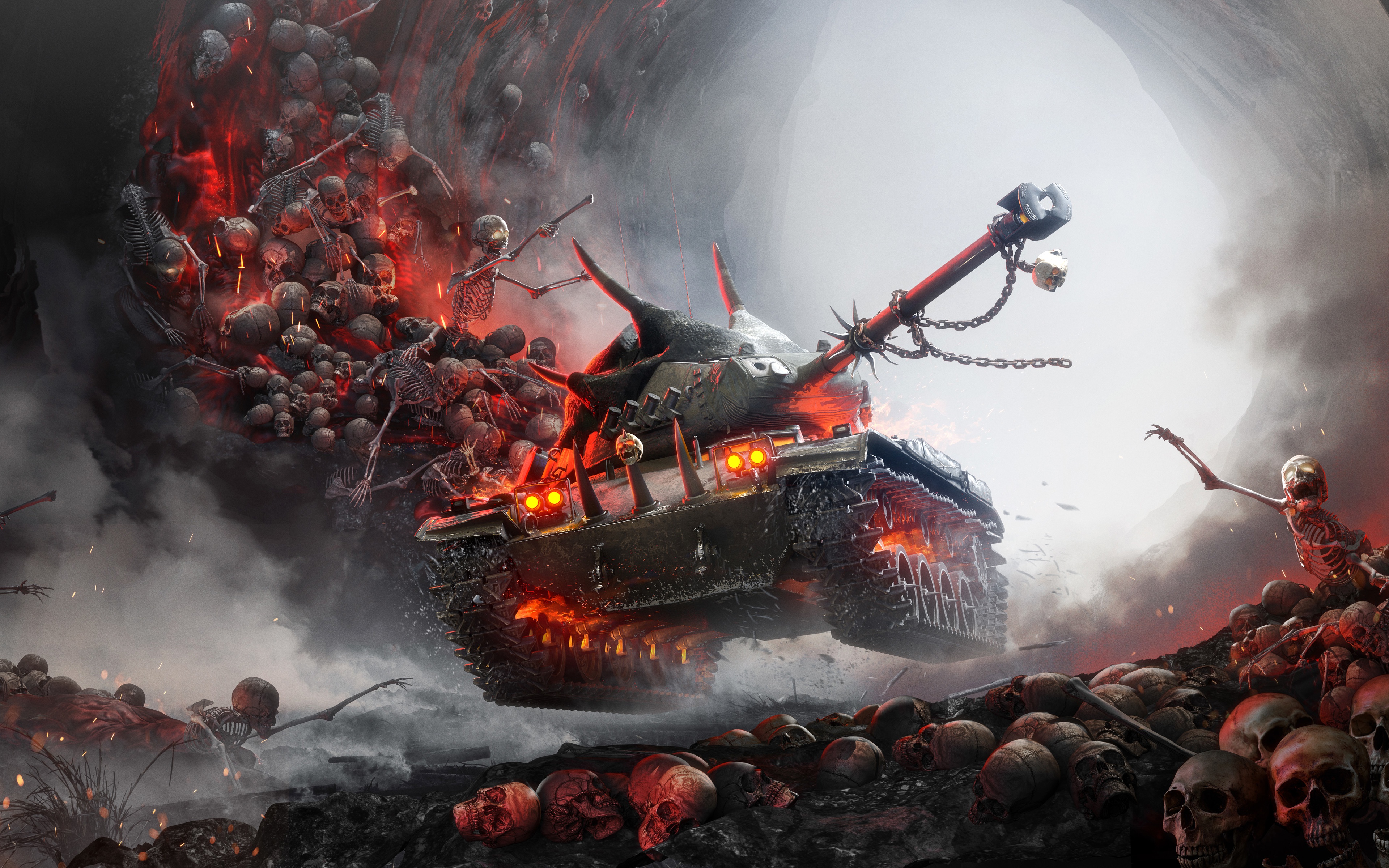 World of Tanks 4K Skulls and Skeletons Tank HD Wallpaper