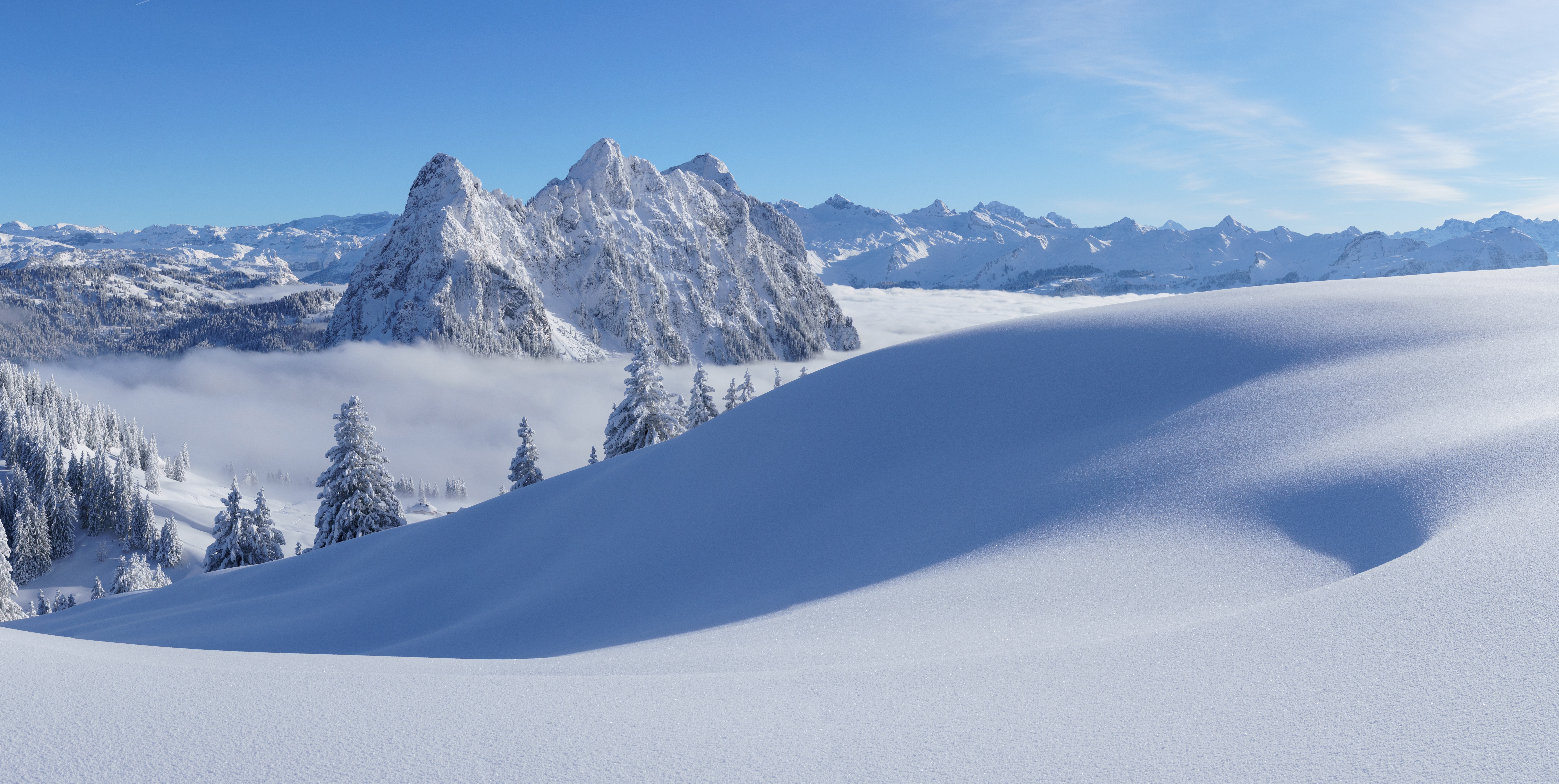 Snowy Alps Mountains in Switzerland HD Wallpaper