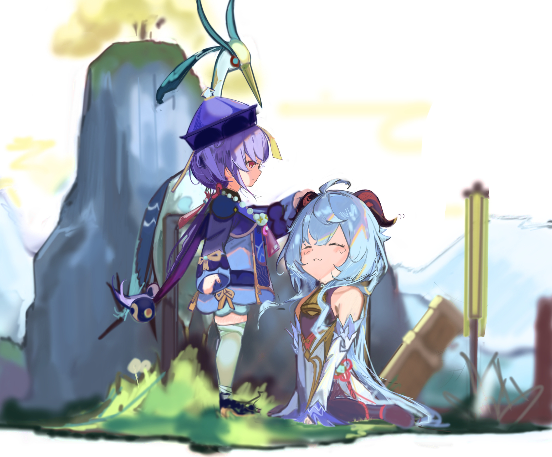 Qiqi and Ganyu from Genshin Impact HD Wallpaper