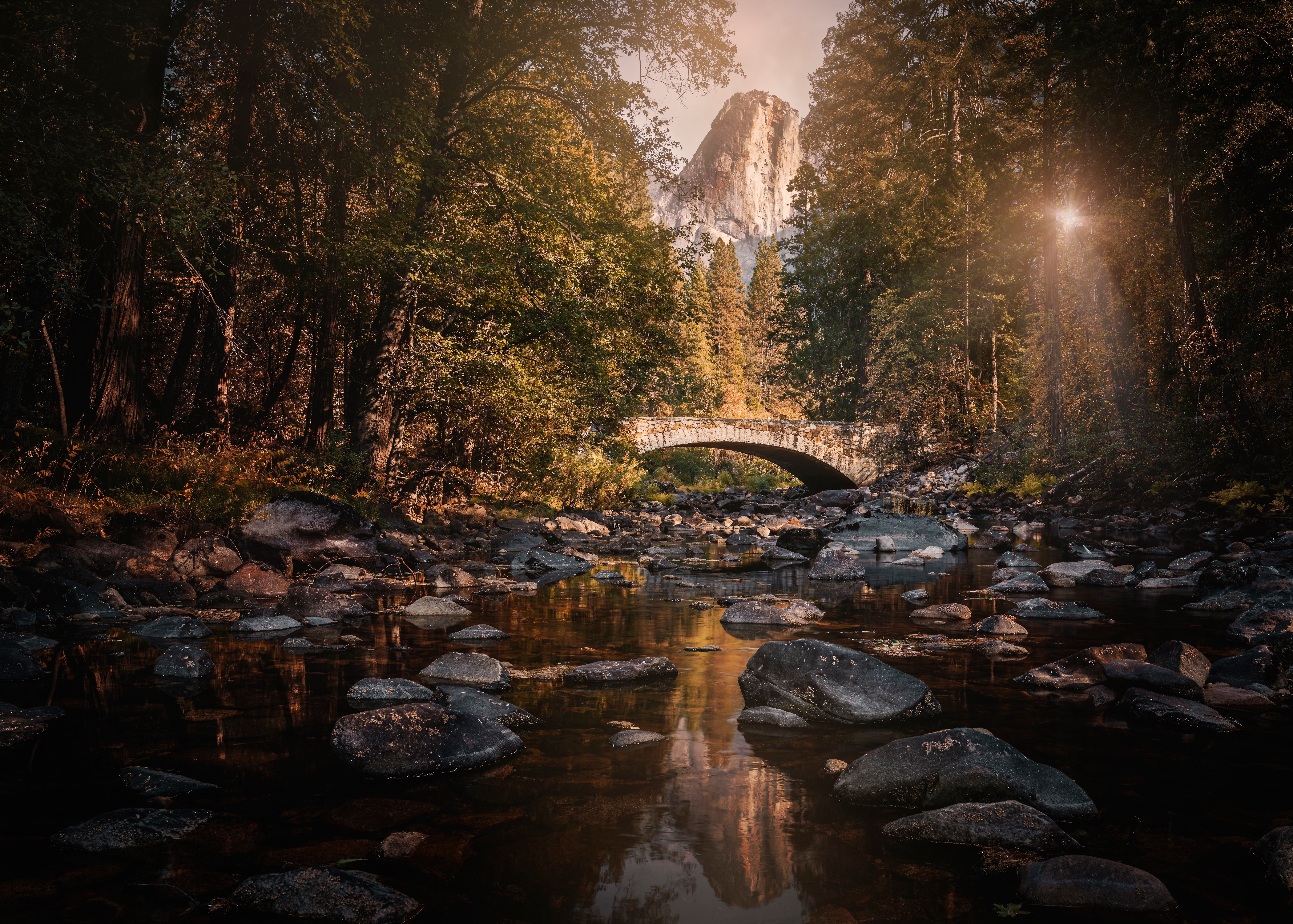 Yosemite National Park River and Bridge 4K HD Wallpaper