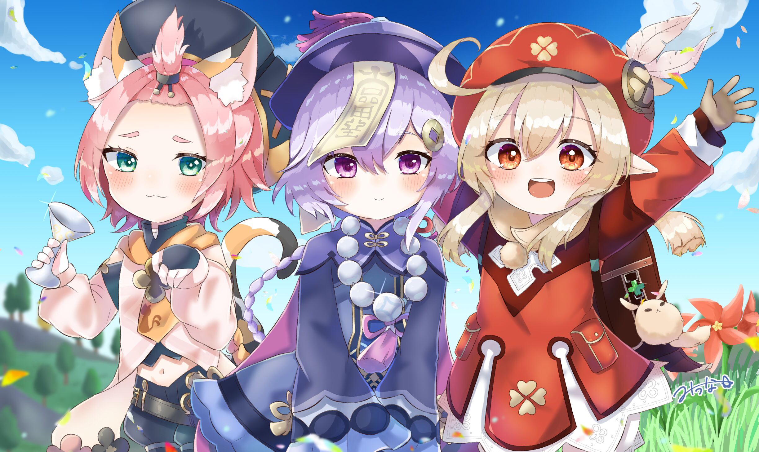 Diona, Qiqi and Klee from Genshin Impact HD Wallpaper
