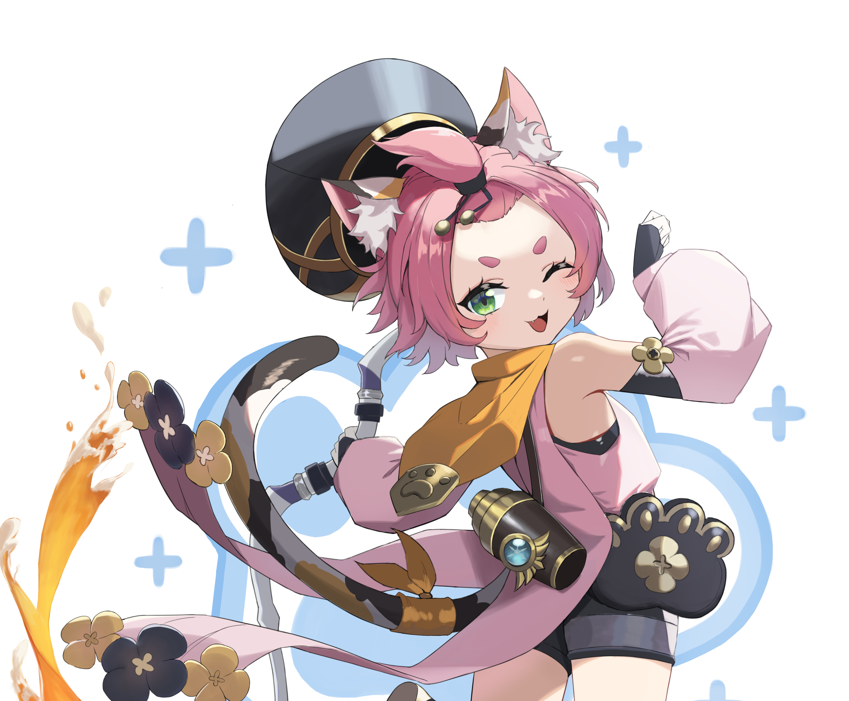 Diona from Genshin Impact with Playful Expression HD Wallpaper