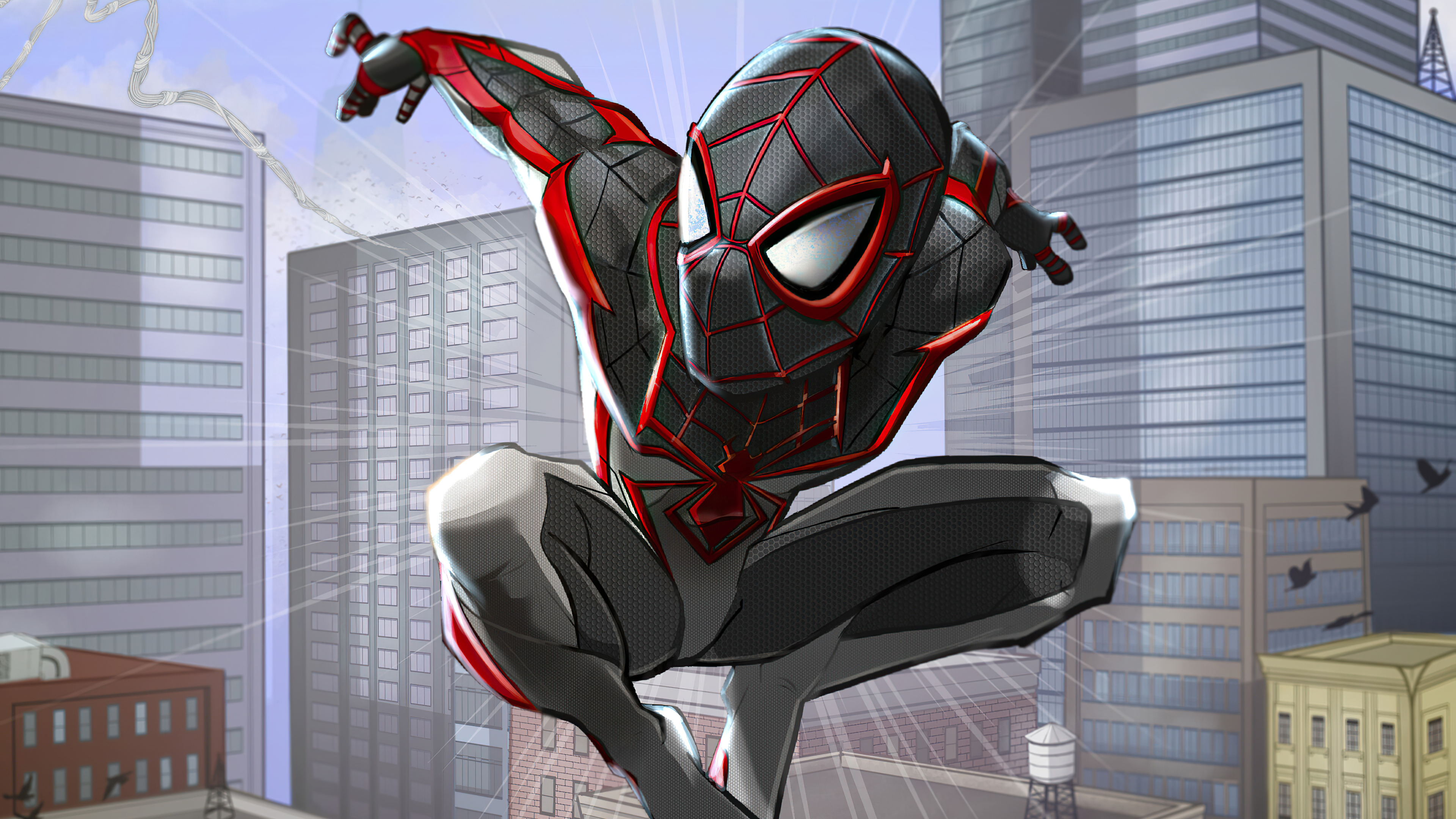 Miles Morales Spider-Man in a City HD Wallpaper