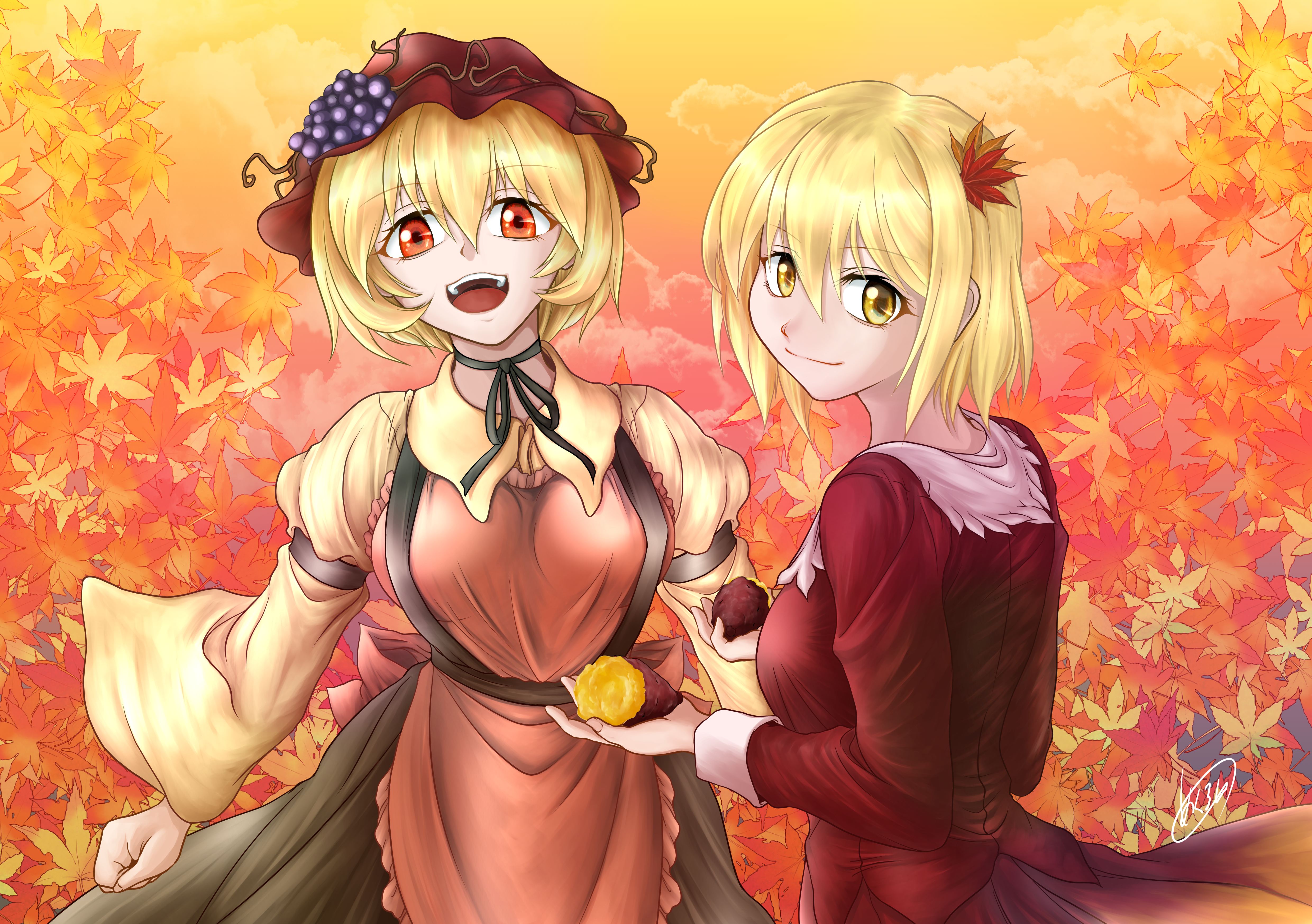 Minoriko Aki and Shizuha Aki from Touhou 4K HD Wallpaper