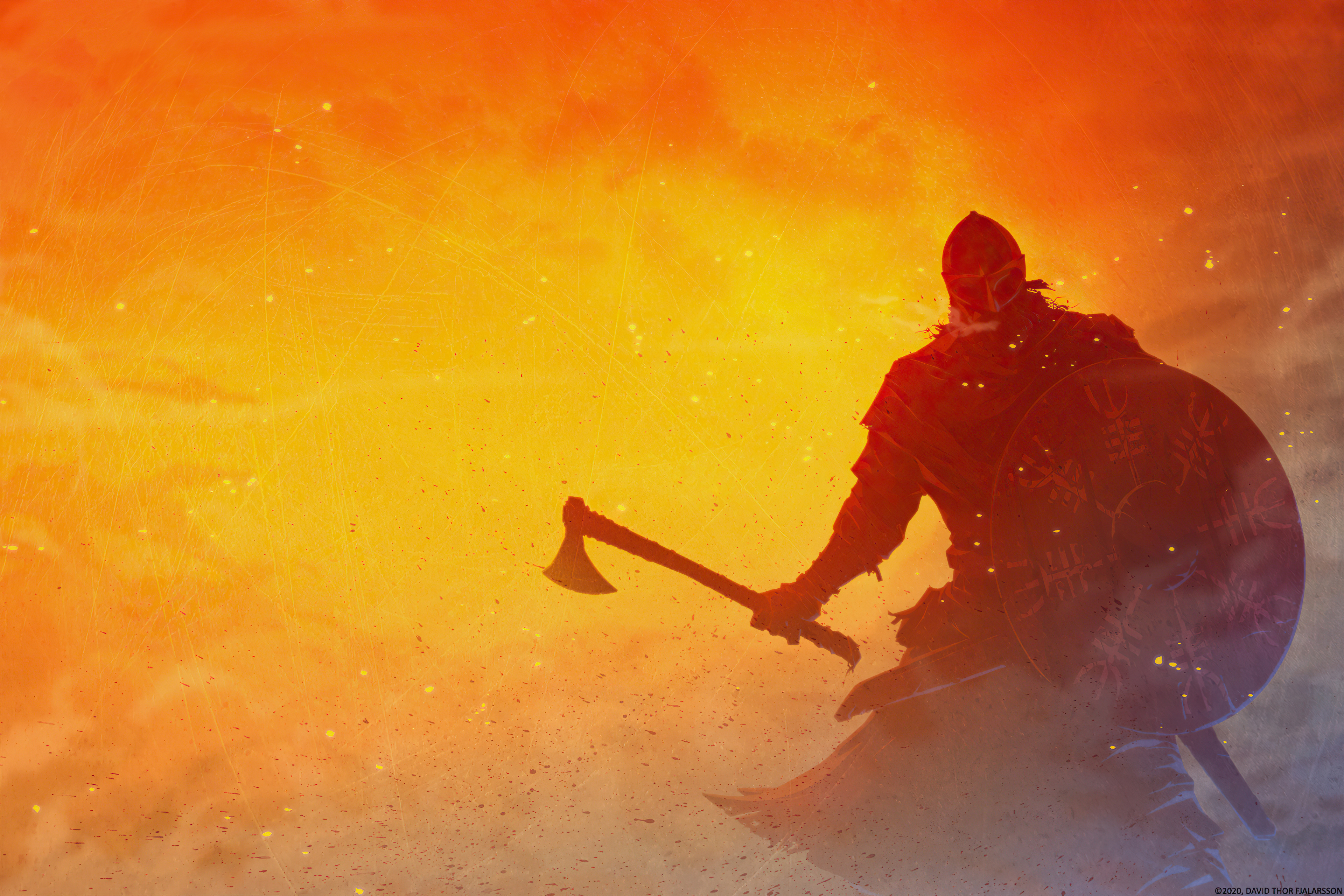 Viking Warrior with Axe and Shield HD Wallpaper