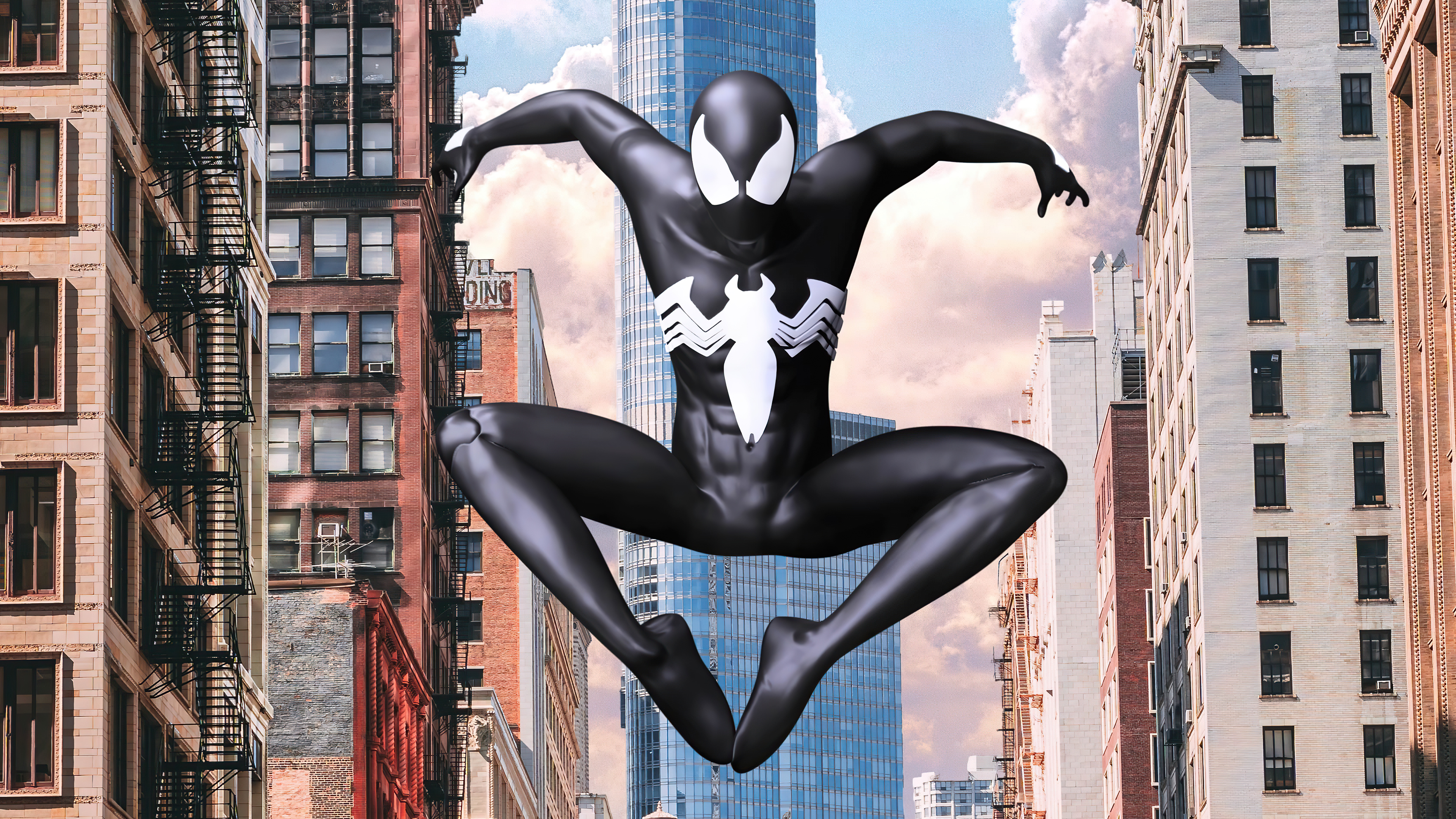 Spider-Man in Black Suit from Marvel Comics 4K HD Wallpaper