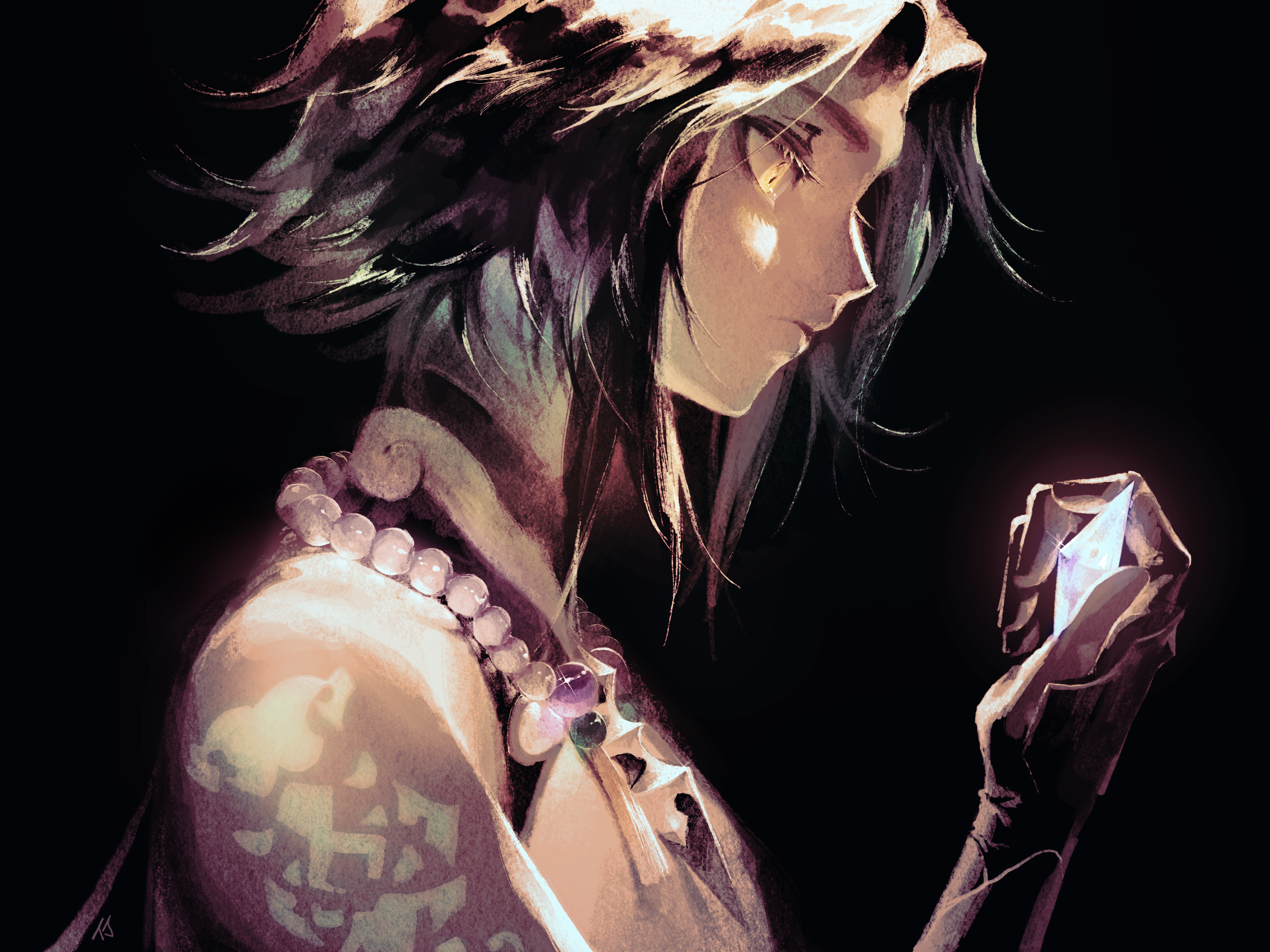 Xiao from Genshin Impact holding a crystal HD Wallpaper
