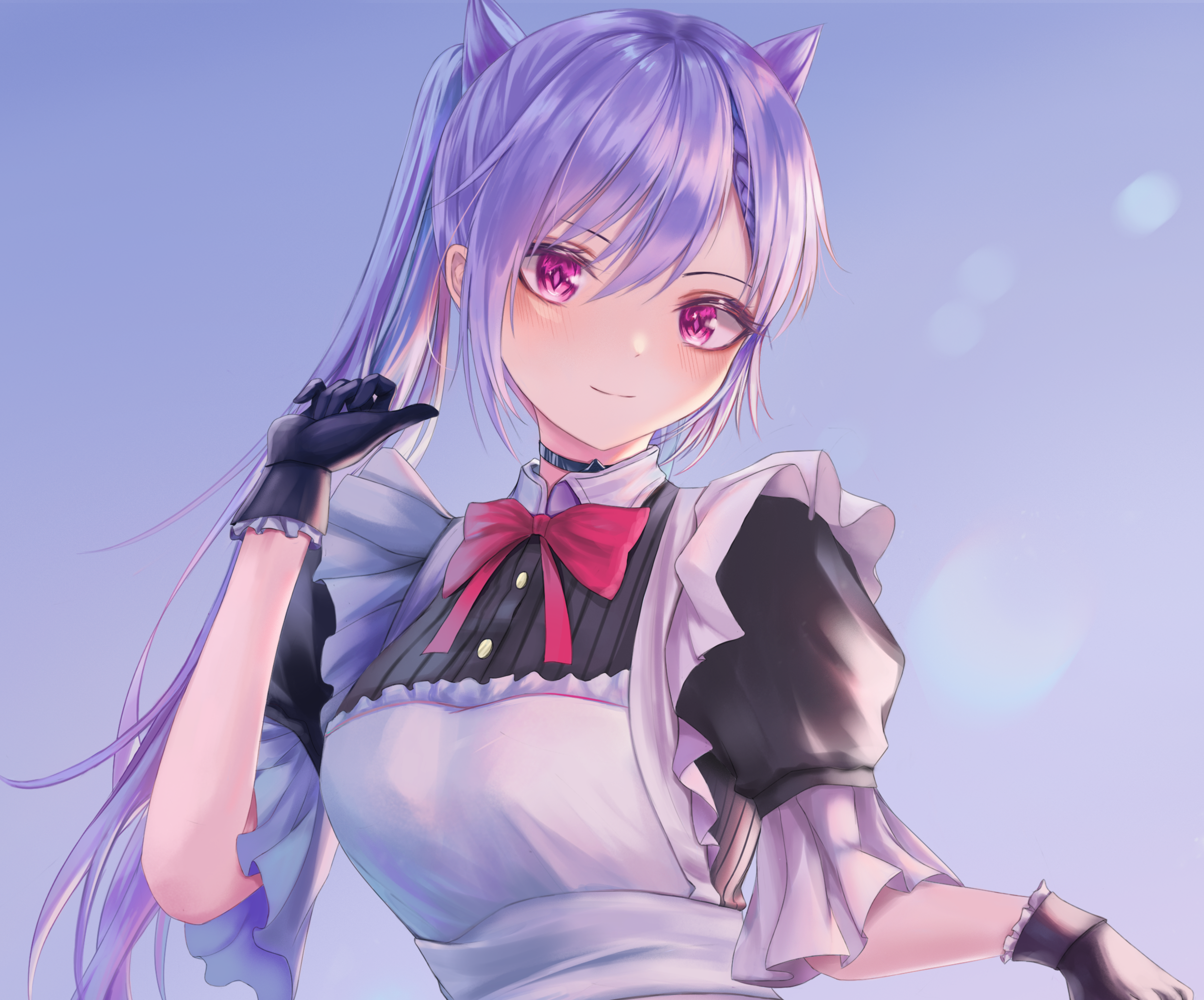 Keqing from Genshin Impact in maid outfit HD Wallpaper