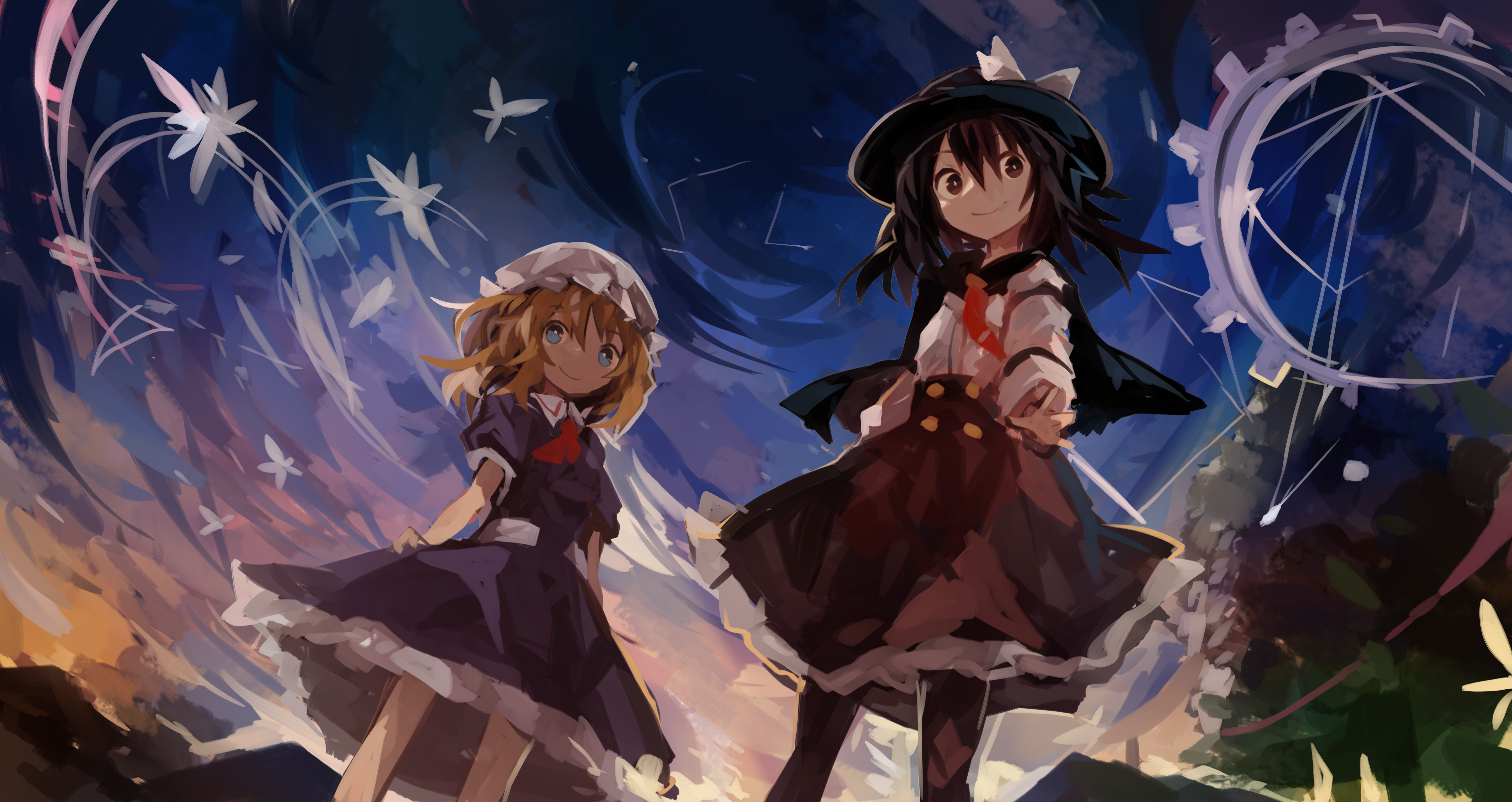 Maribel Hearn and Renko Usami at Twilight 4K HD Wallpaper