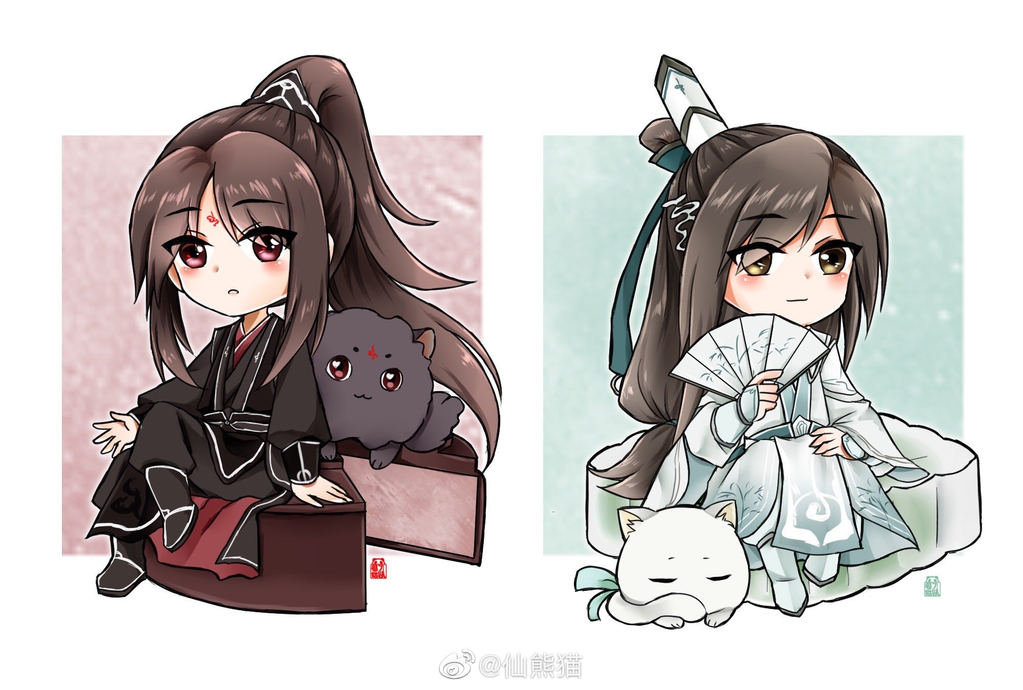 Chibi characters from The Scum Villains Self-Saving System HD Wallpaper