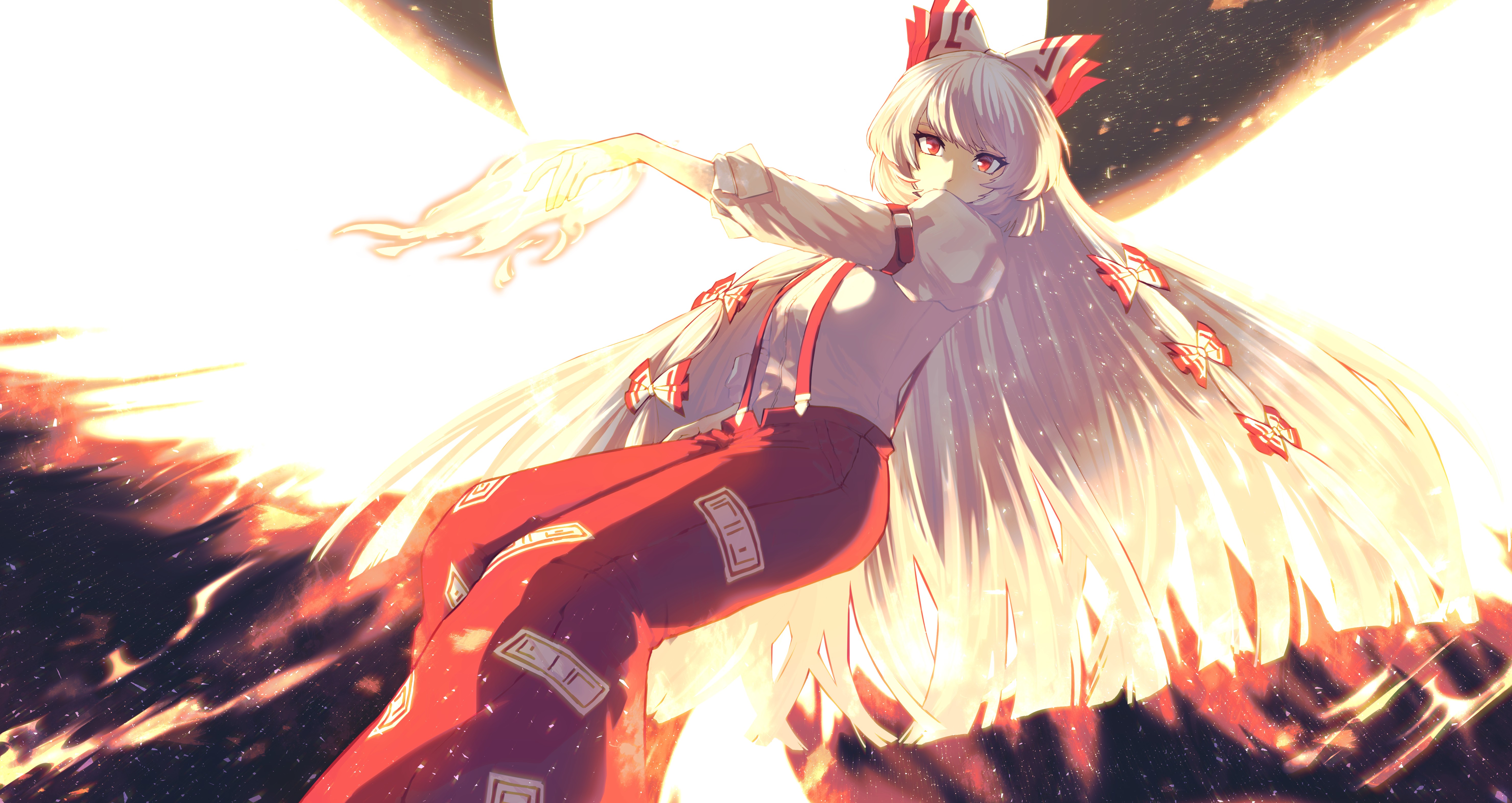 Fujiwara no Mokou from Touhou 4K HD Wallpaper