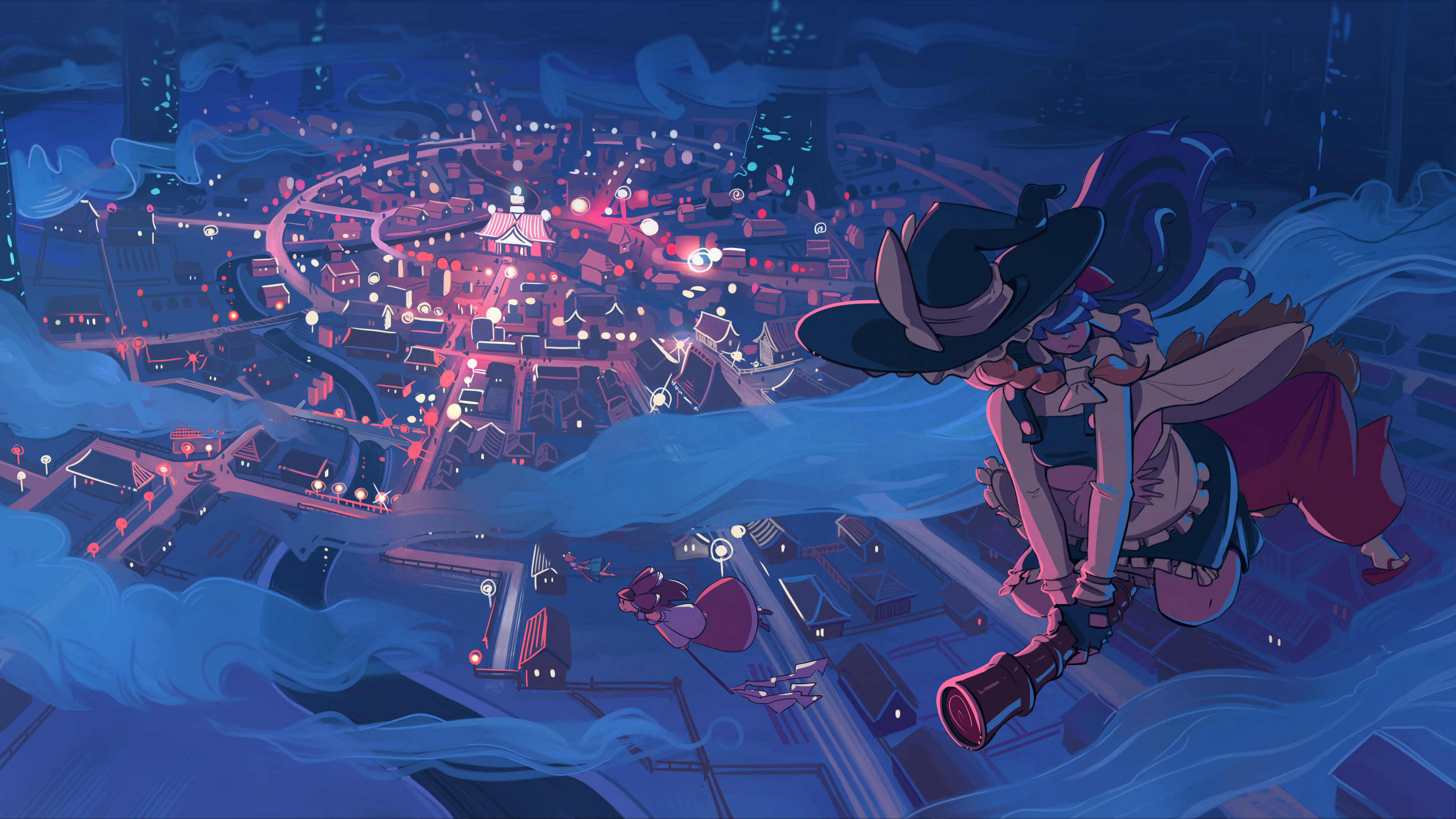 Marisa Kirisame and Kasen Ibaraki Overlooking City in 4K HD Wallpaper