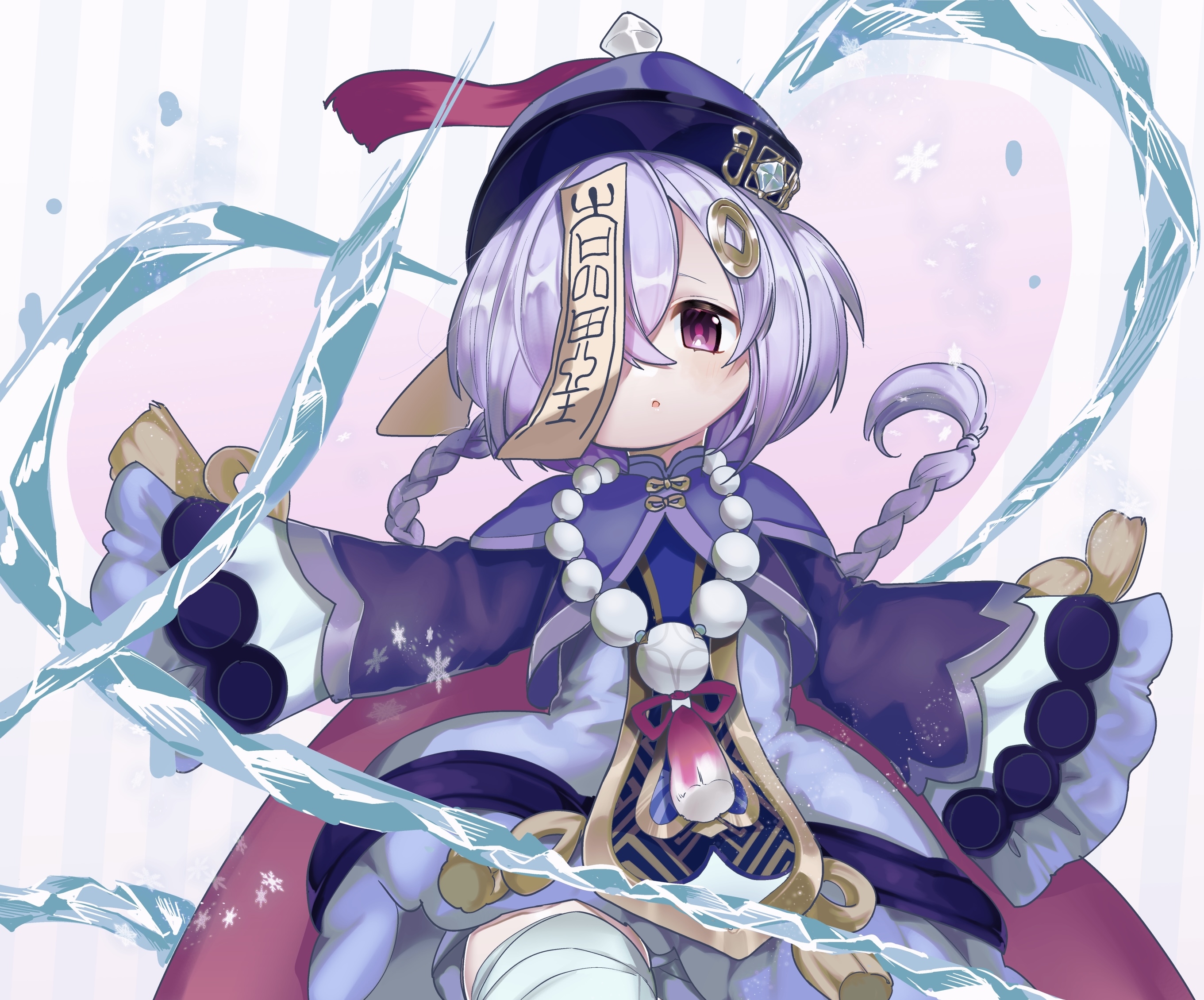 Qiqi from Genshin Impact with ice effects HD Wallpaper