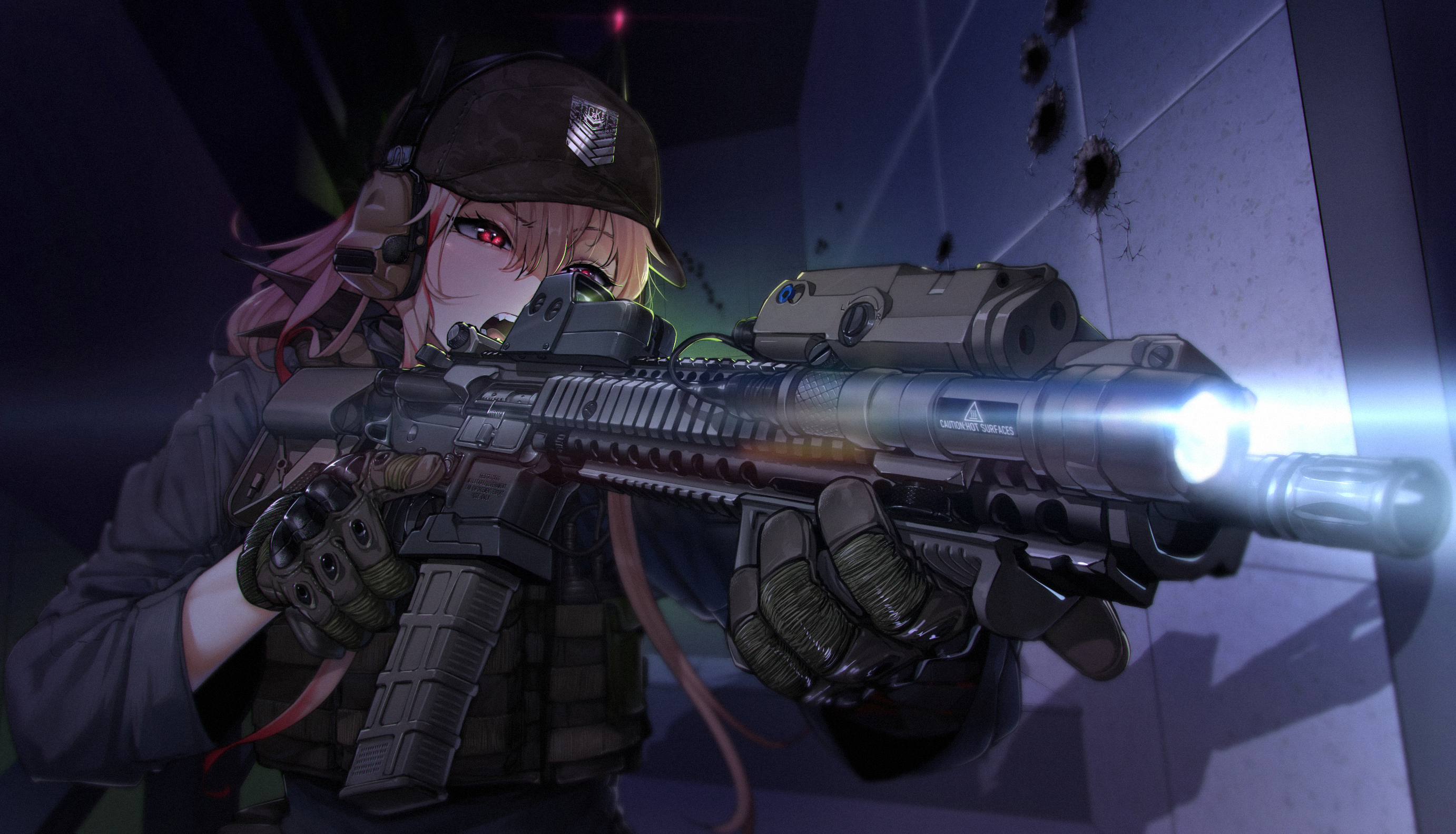 M4 Sopmod II from Girls Frontline holding a rifle HD Wallpaper