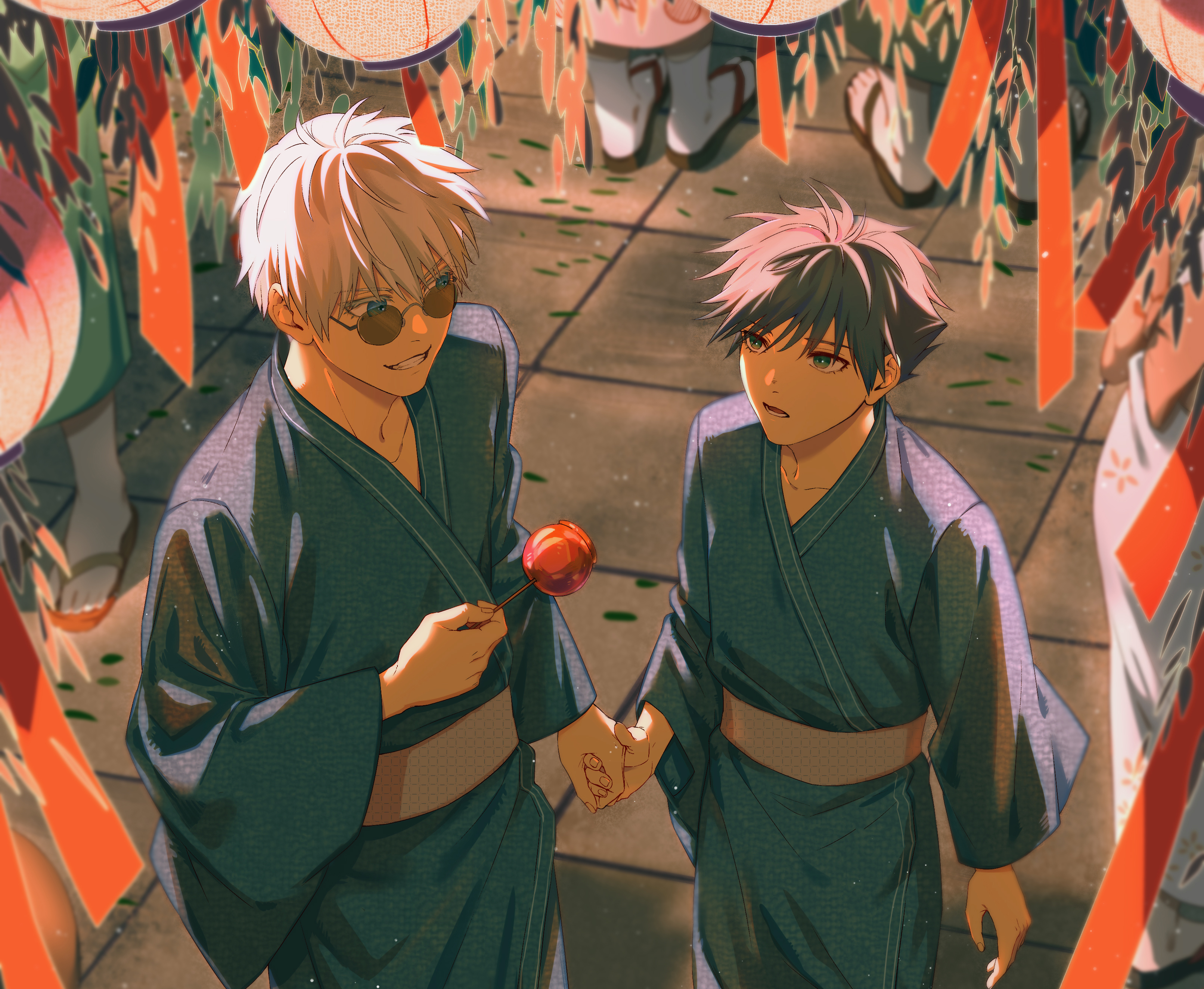 Satoru Gojo and Megumi Fushiguro in Kimonos HD Wallpaper