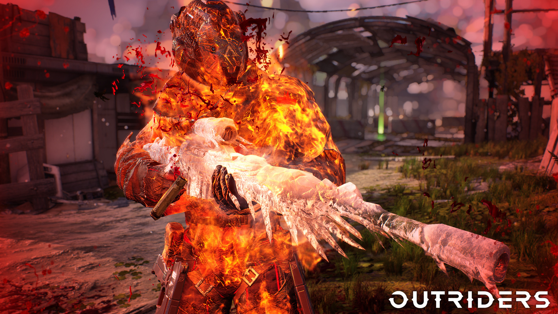 Outriders Pyromancer with frozen sniper rifle HD Wallpaper