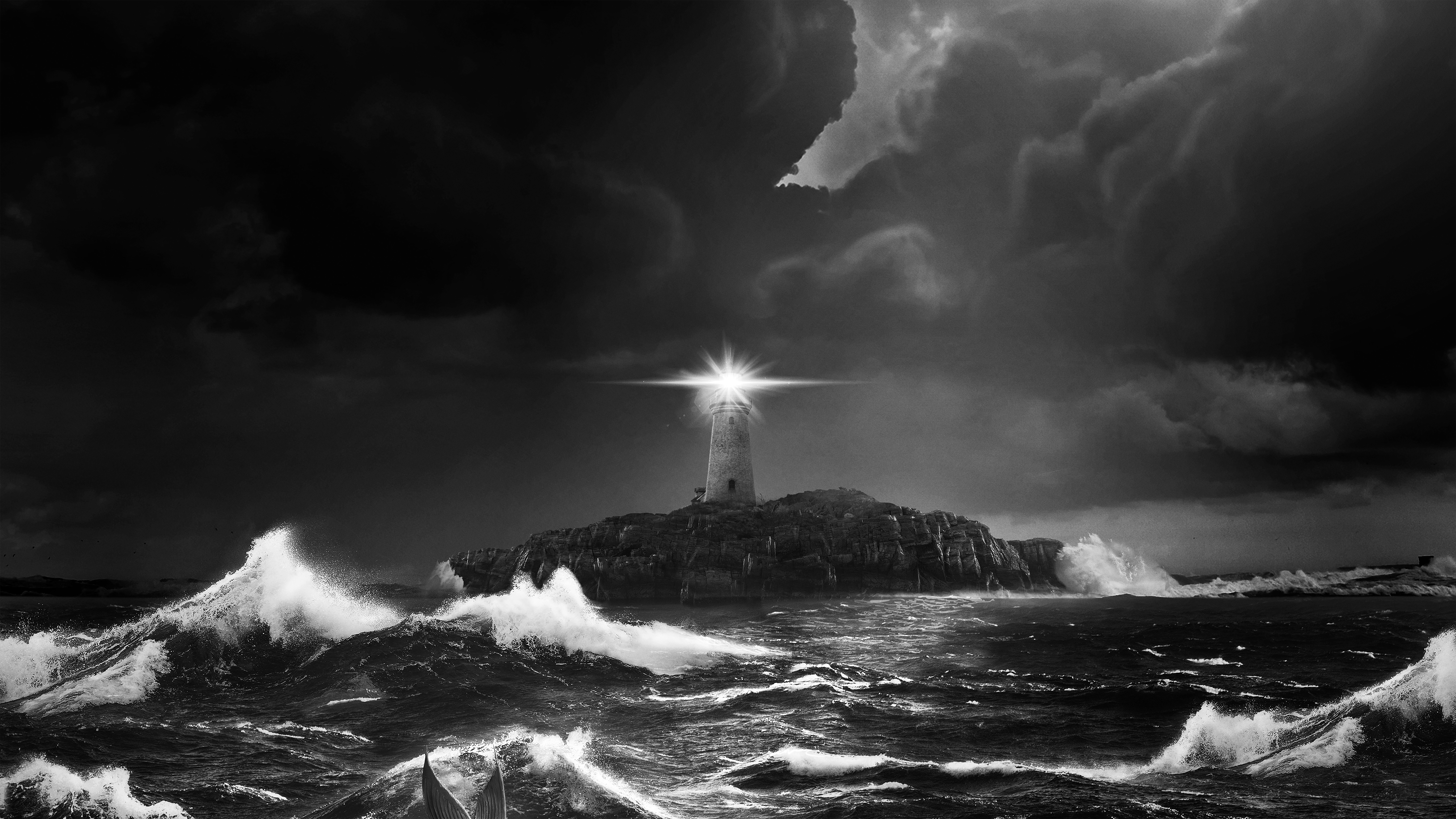 The Lighthouse in a Storm HD Wallpaper