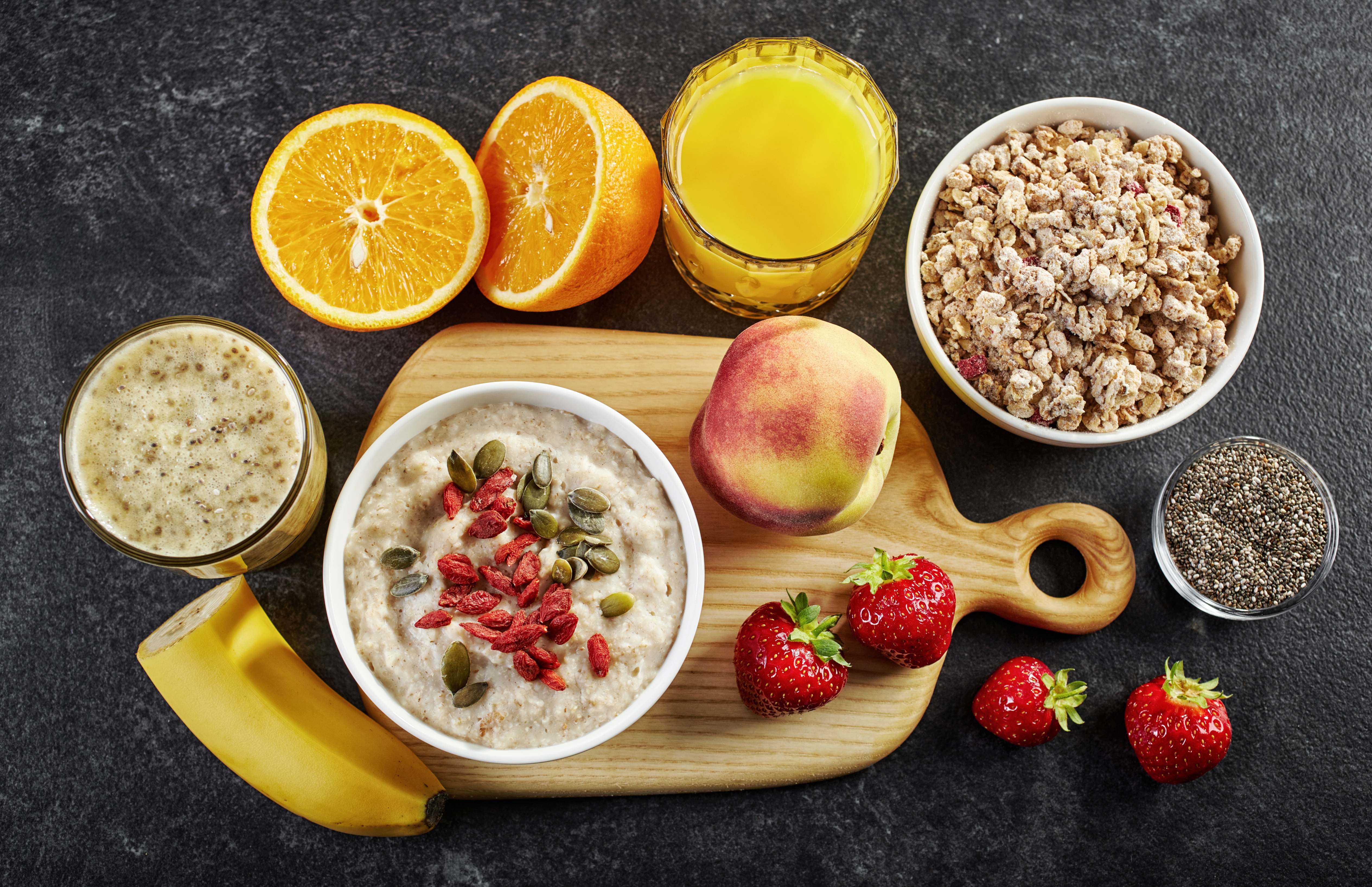 Healthy Breakfast with Fruits and Oatmeal 4K HD Wallpaper