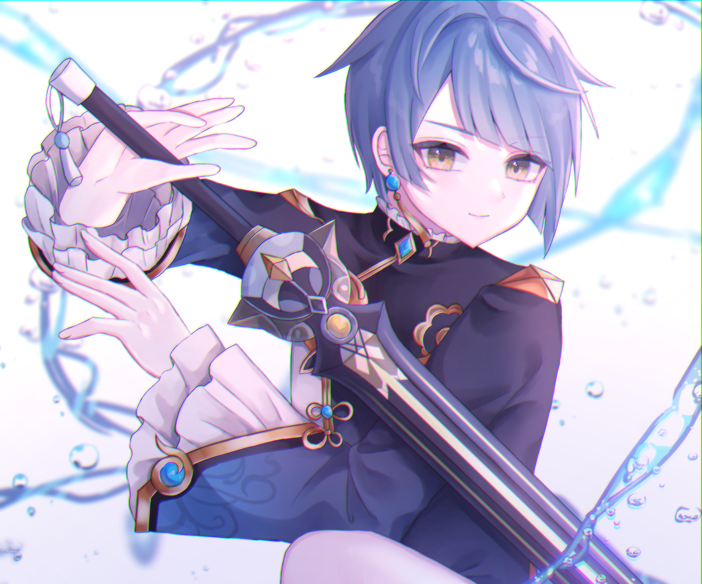 Xingqiu from Genshin Impact with sword HD Wallpaper