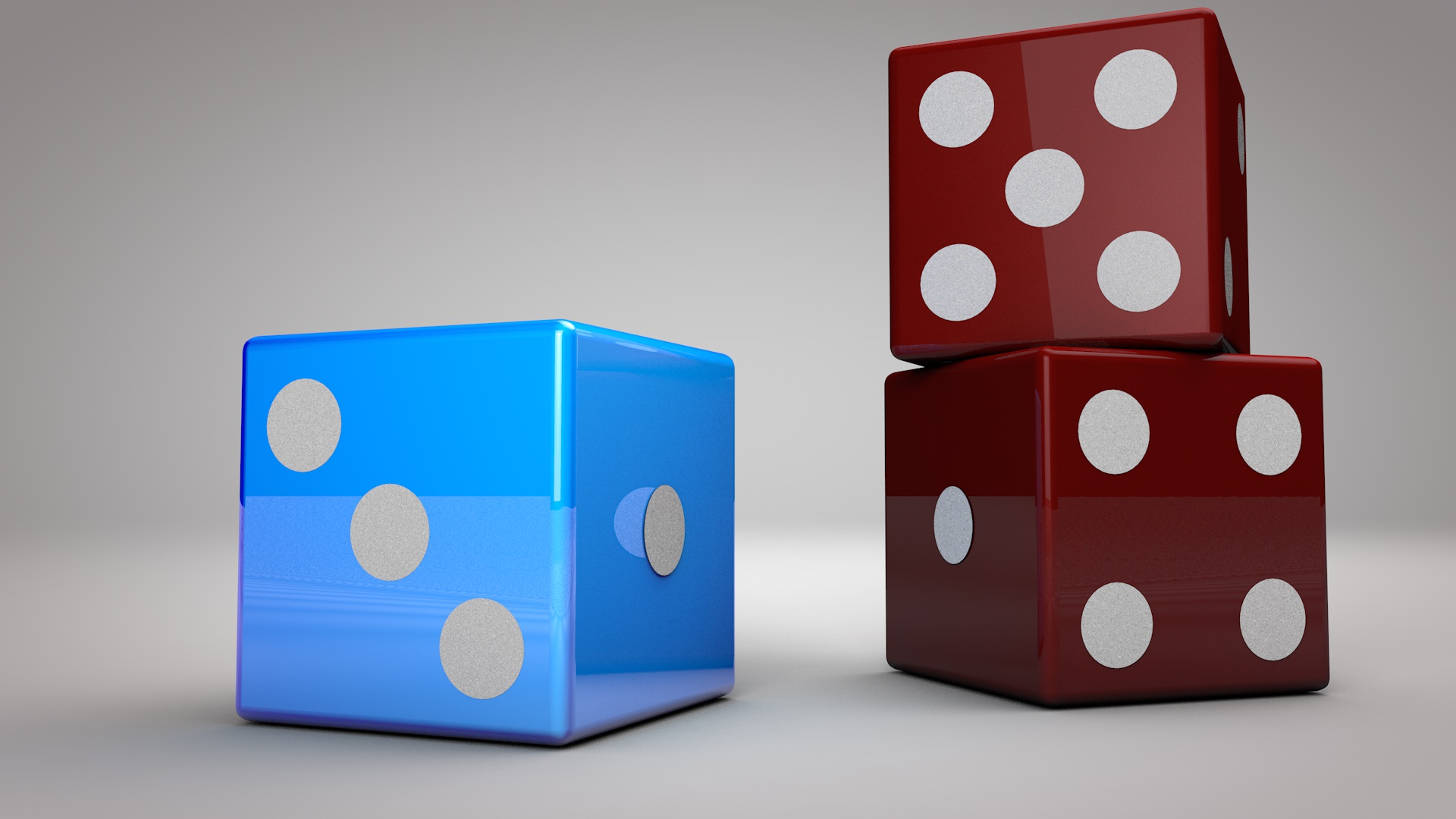 Blue and red dice on a gray background HD Wallpaper