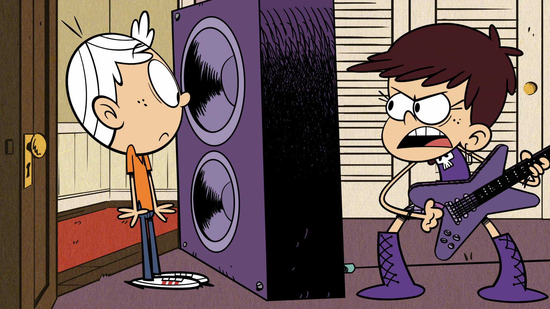 Lincoln and Luna Loud Playing Guitar HD Wallpaper