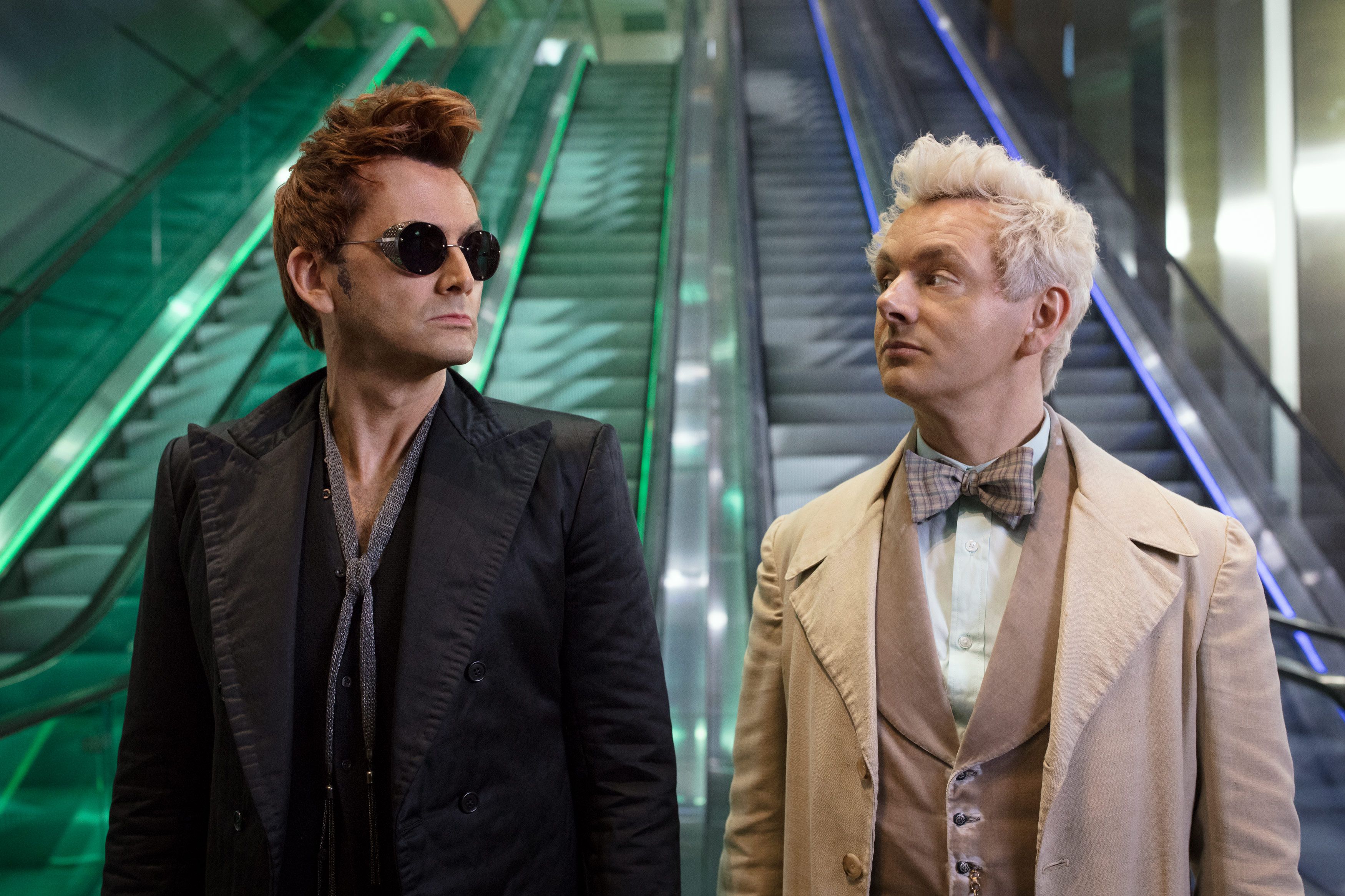 Crowley and Aziraphale from Good Omens HD Wallpaper