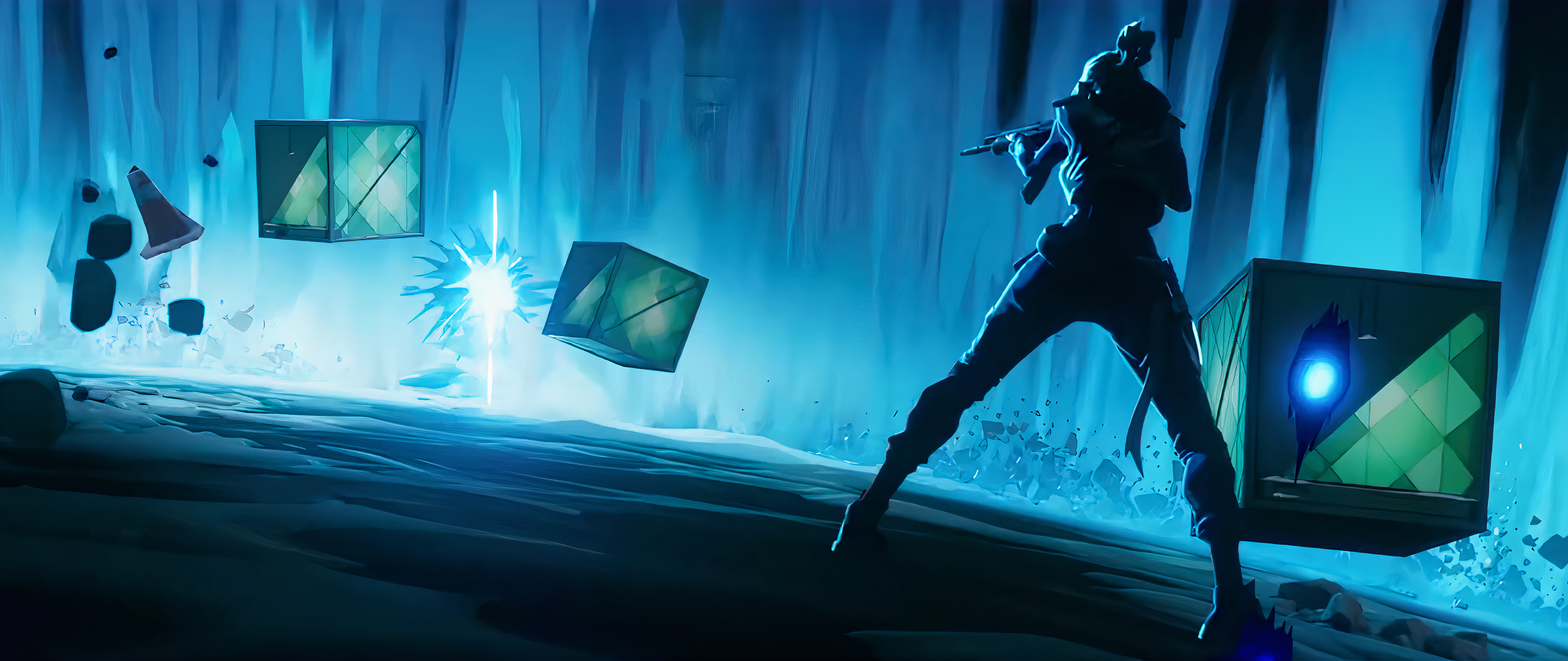 Jett from Valorant in a blue icy environment HD Wallpaper