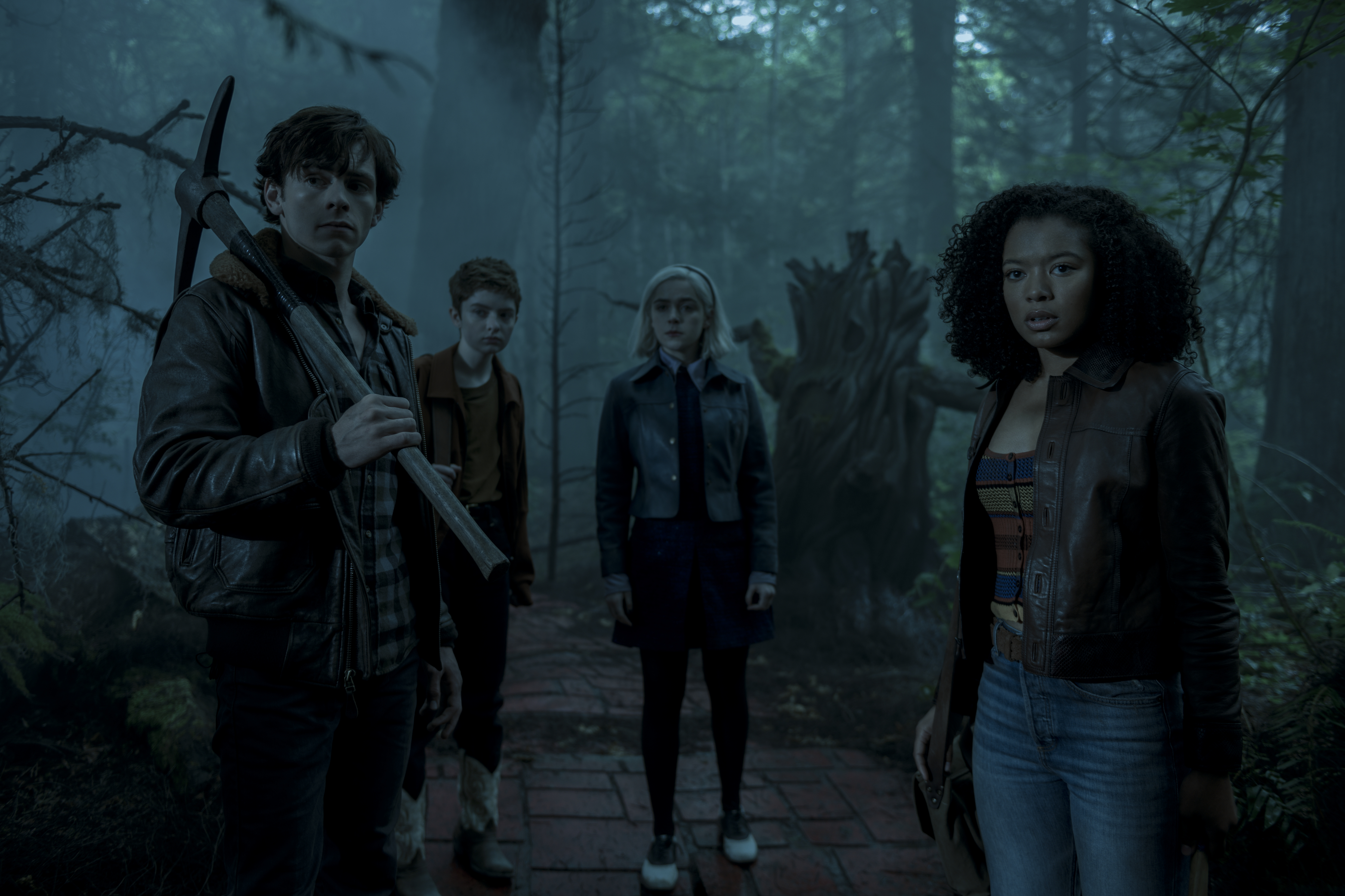Sabrina Spellman and friends in a forest HD Wallpaper